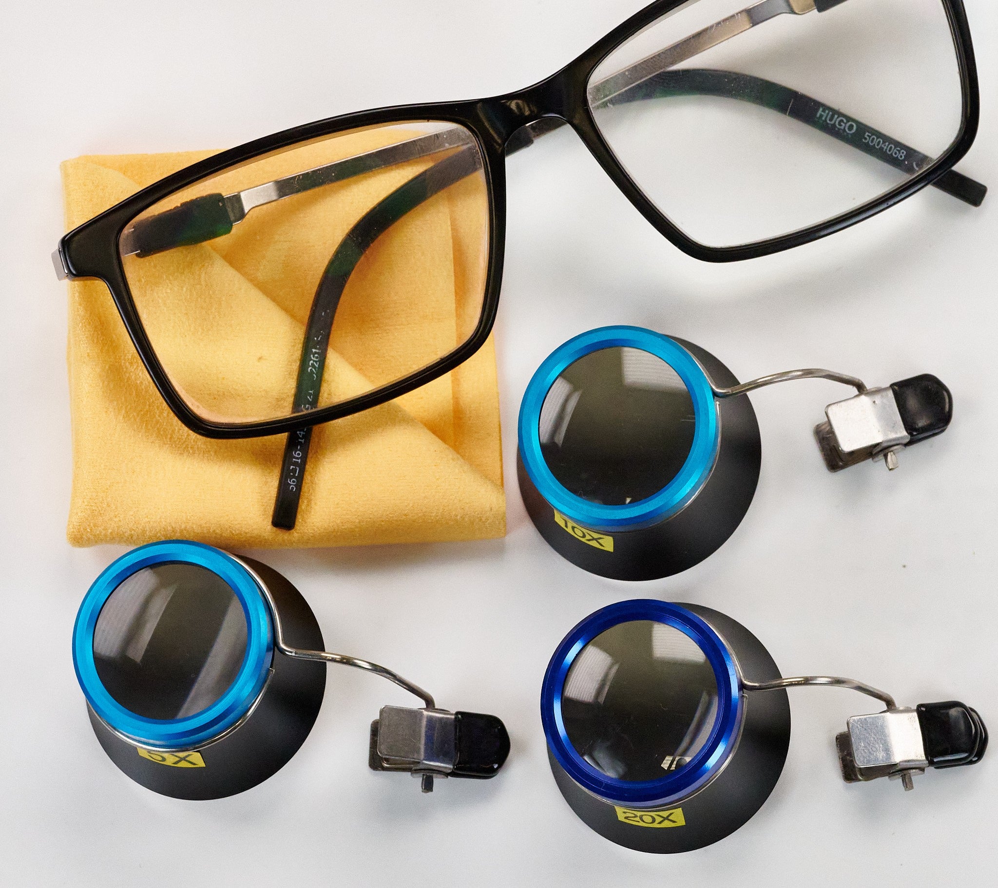 QUALITY Glasses Eye Loupes Clip On Magnifier Eyeglass Spectacles 5x 10x 20x Set