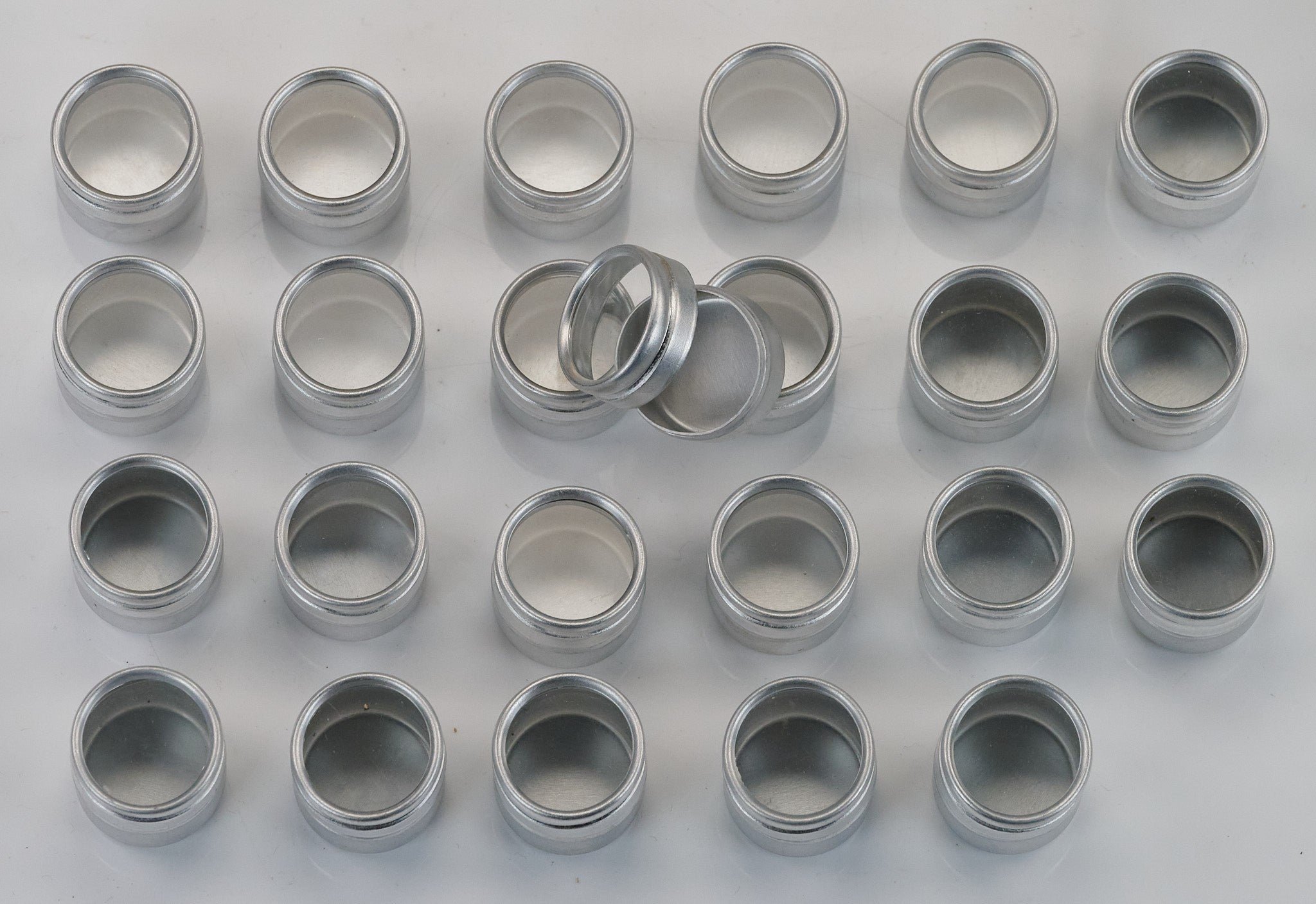 24x 20mm Aluminium Small Watch Parts Spares Containers Little Boxes Tubs Tins