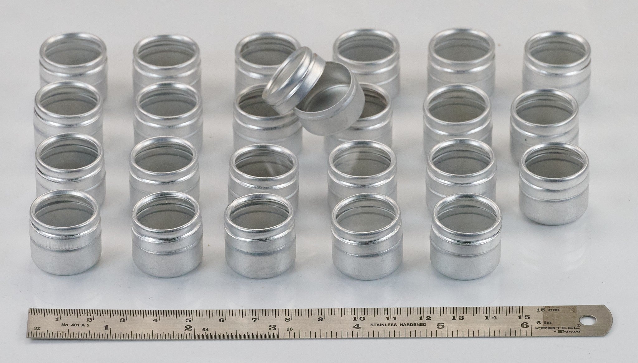 24x 20mm Aluminium Small Watch Parts Spares Containers Little Boxes Tubs Tins