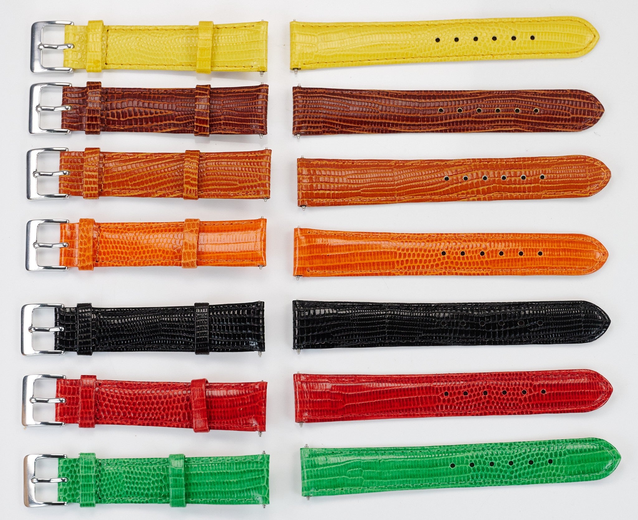 Mens watch strap LIZARD GRAIN quality leather padded tan brown black 12mm -20mm