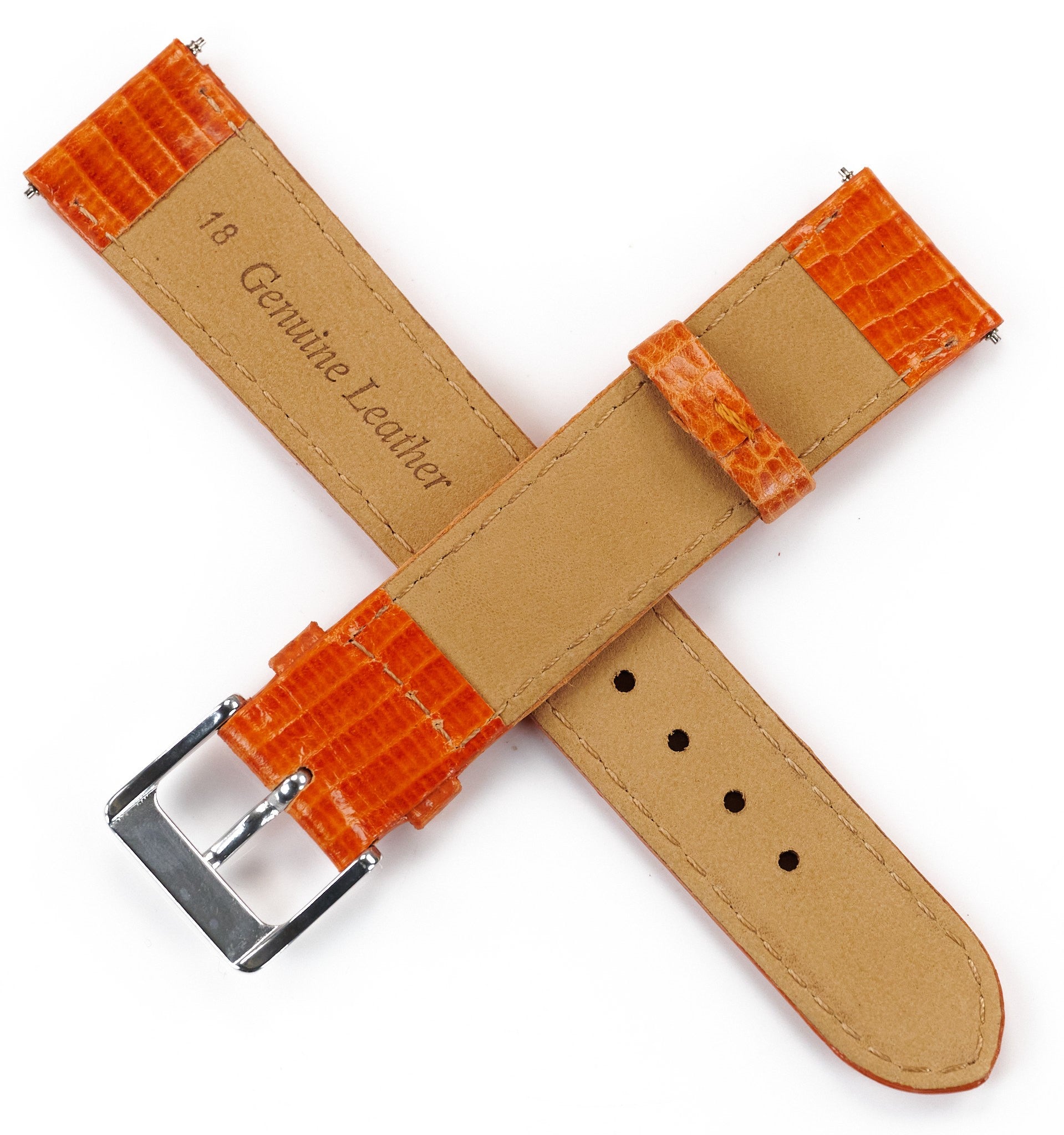 Mens watch strap LIZARD GRAIN quality leather padded tan brown black 12mm -20mm