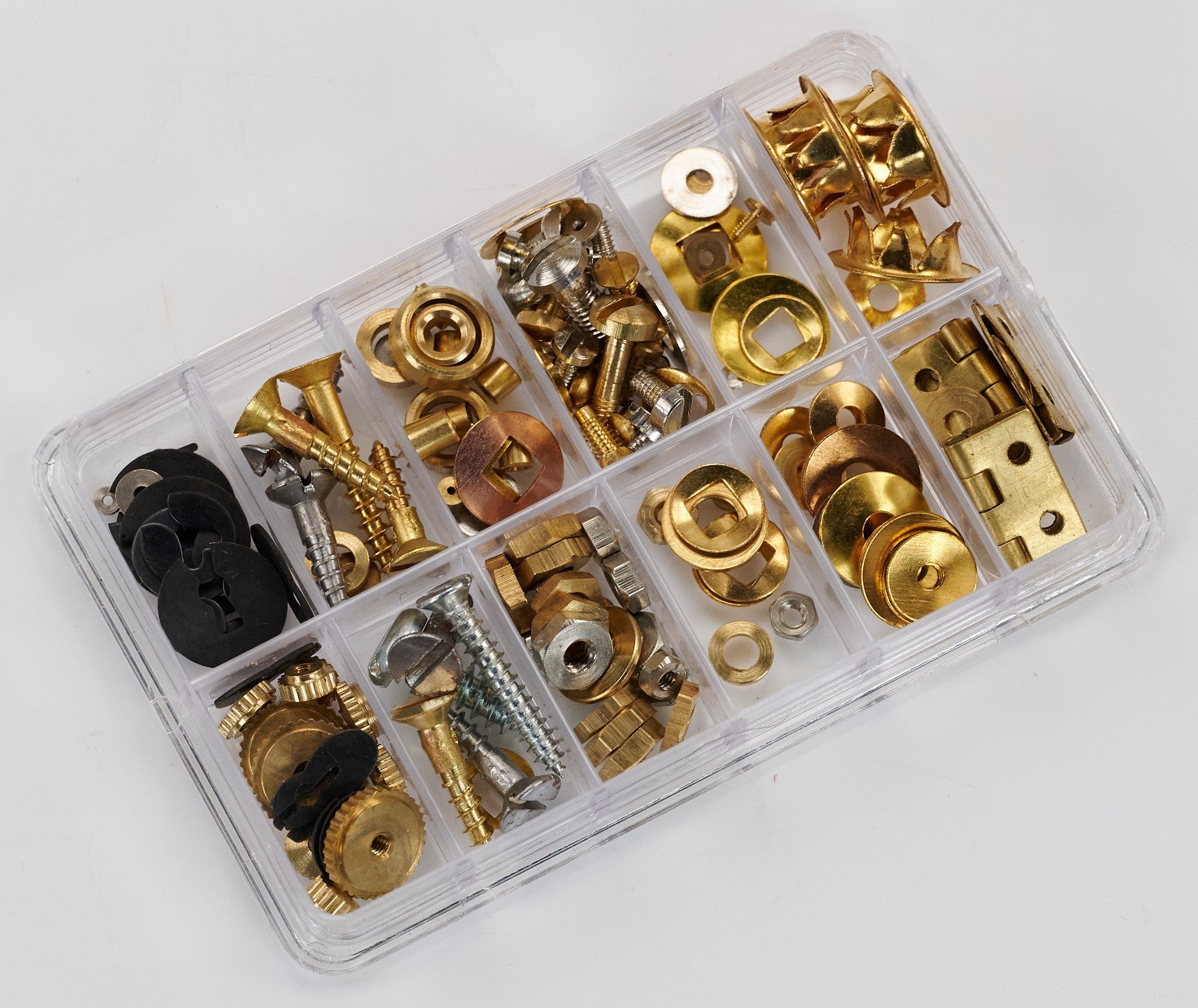Clock repair kit parts, grommets screws fixing nuts washers hinges clockmakers
