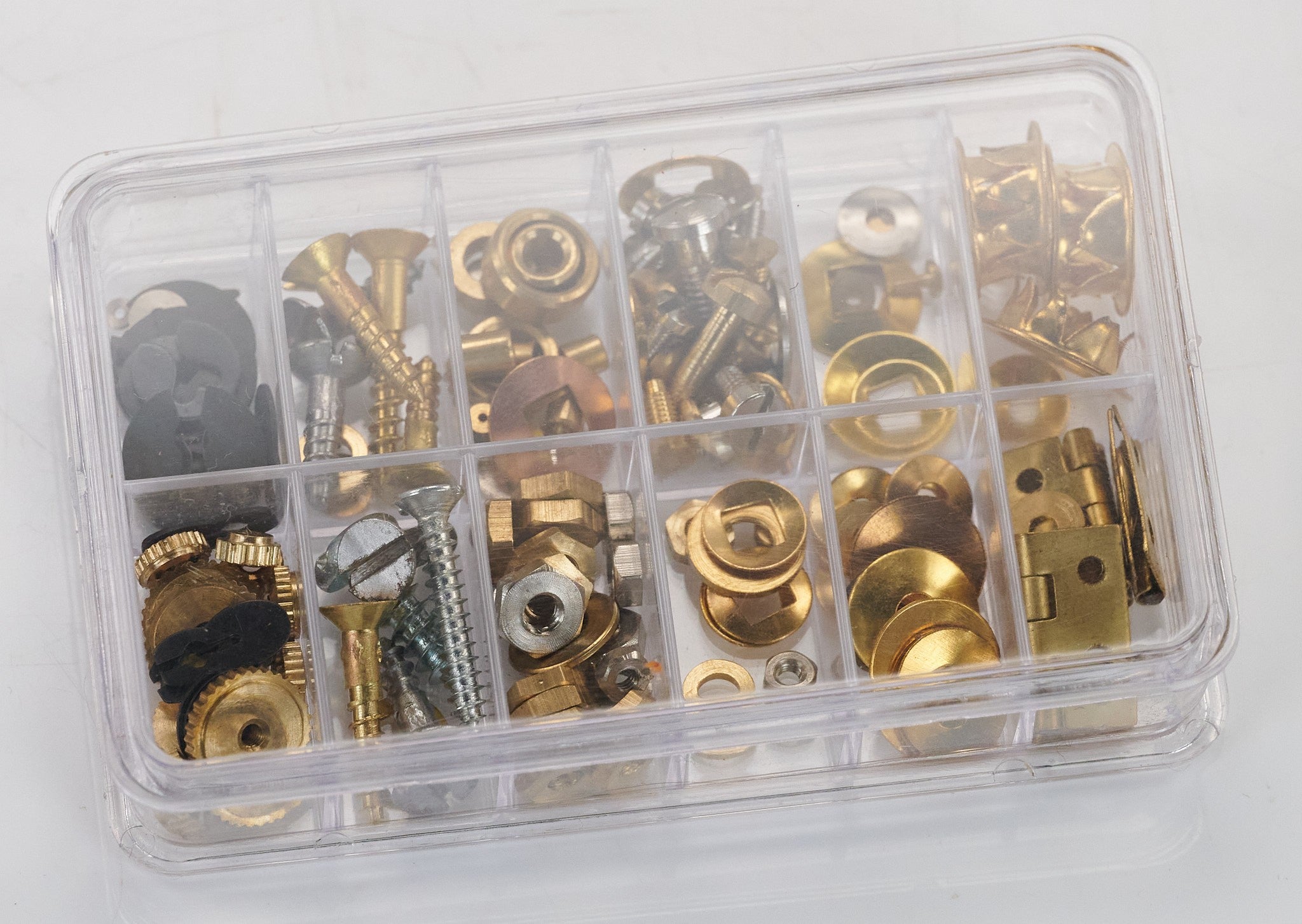 Clock repair kit parts, grommets screws fixing nuts washers hinges clockmakers