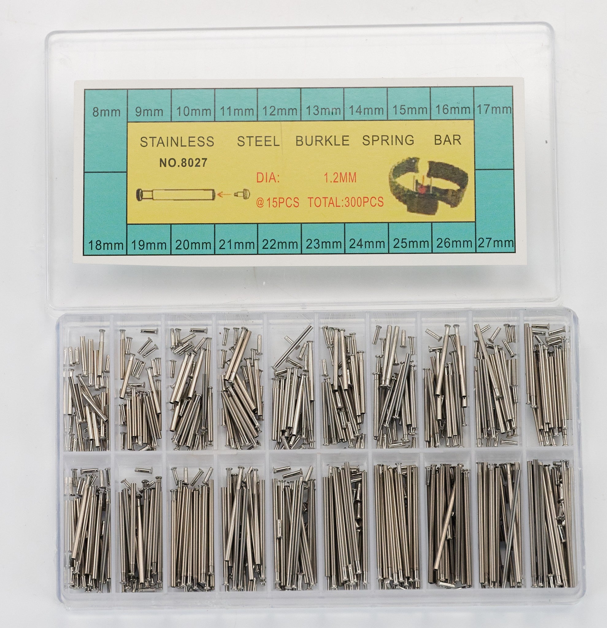 300x Tube Friction Link Pins Clasps Straps Bracelets Buckles 1.2mm Rivet 8-27mm