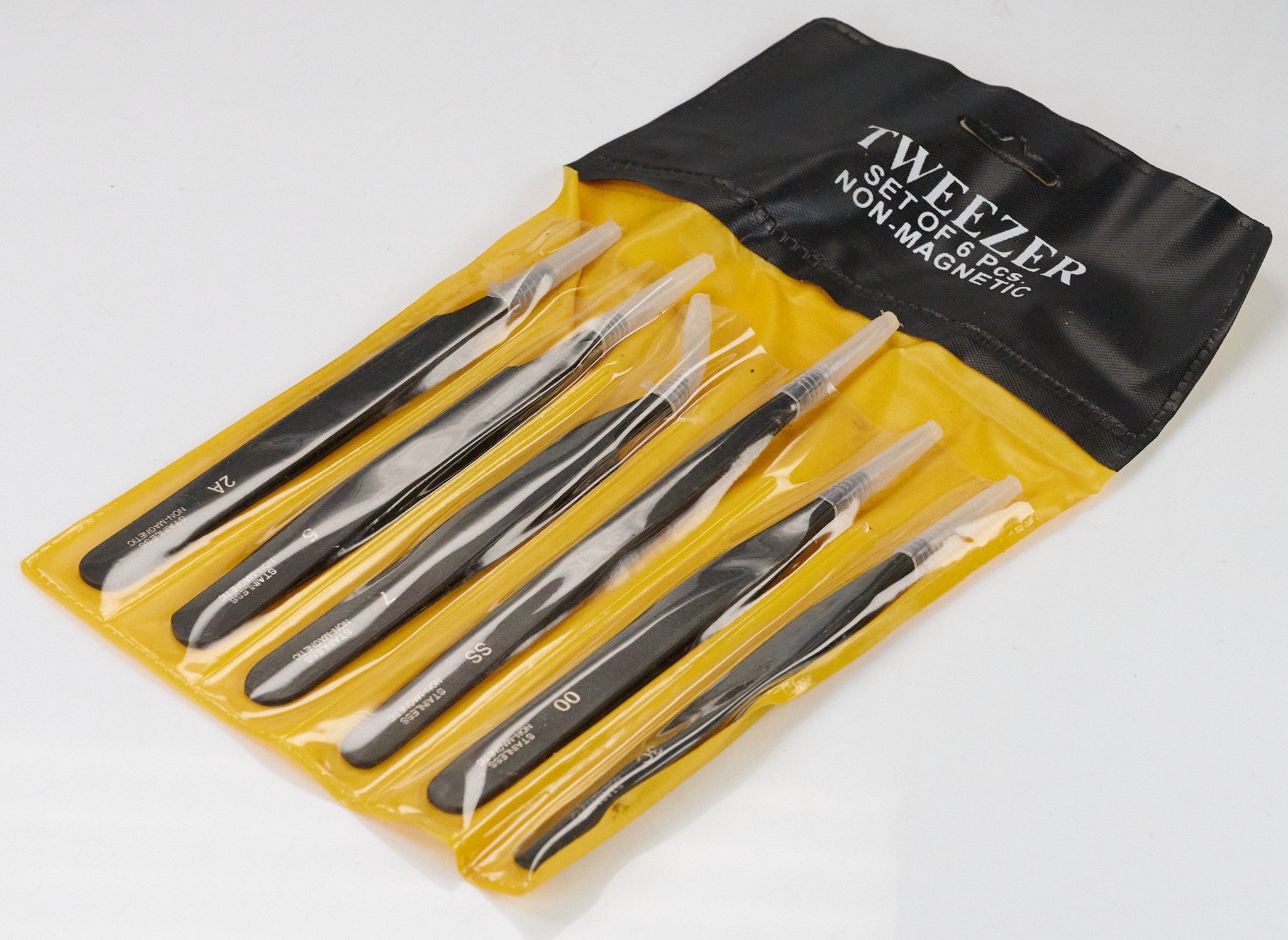 6x Pro Tweezers Black Epoxy Watch Repair ESD Precision Anti-static Steel Tools