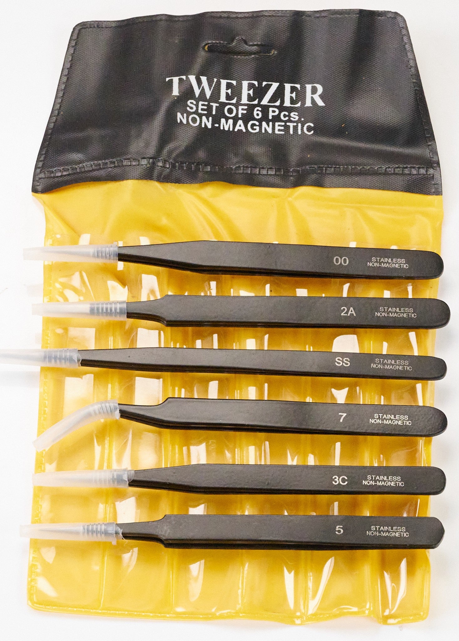 6x Pro Tweezers Black Epoxy Watch Repair ESD Precision Anti-static Steel Tools