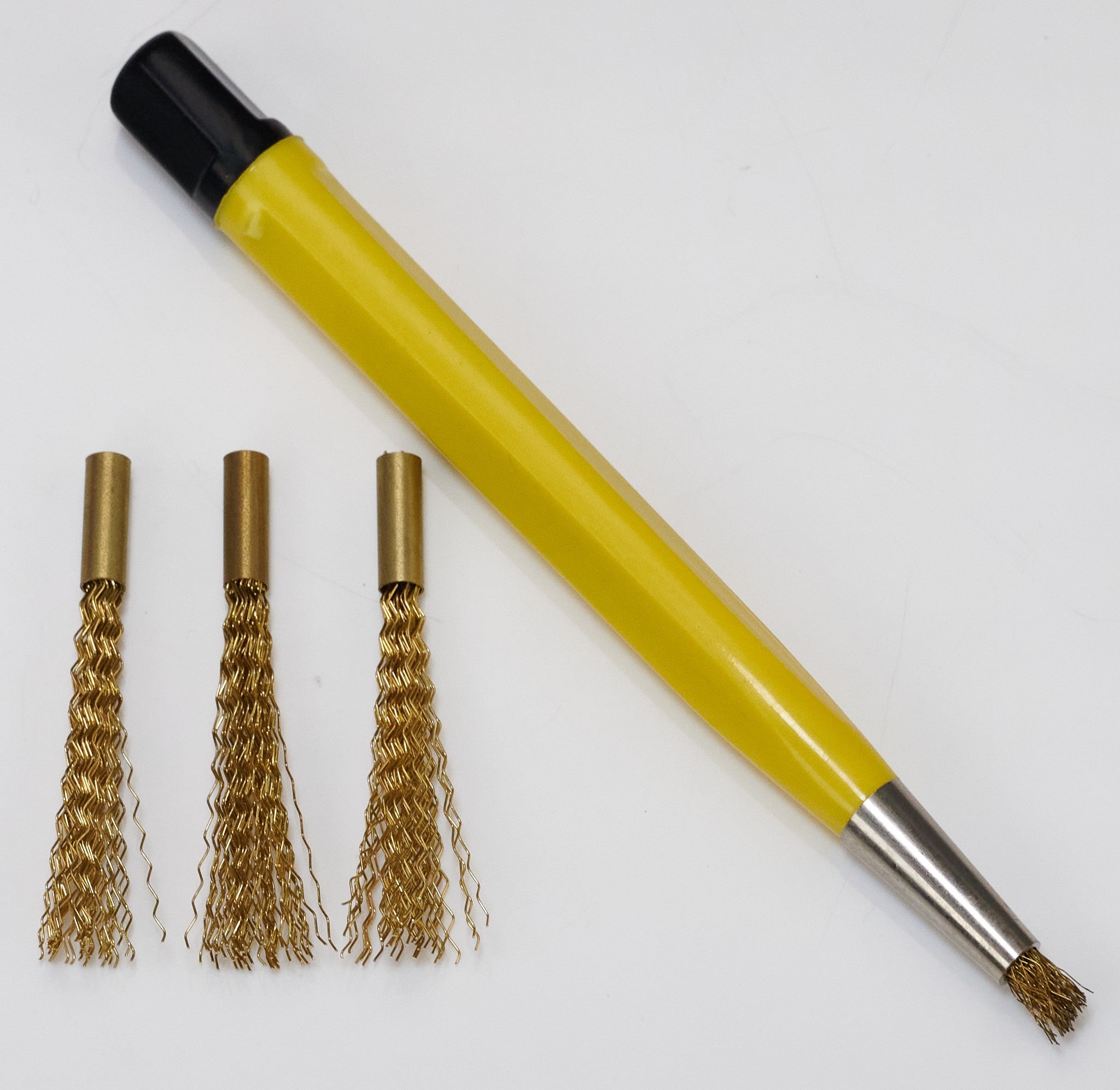 BRASS Scratch Brush Watch Clean Removes Rust Scratches 3x SPARE BRUSHES