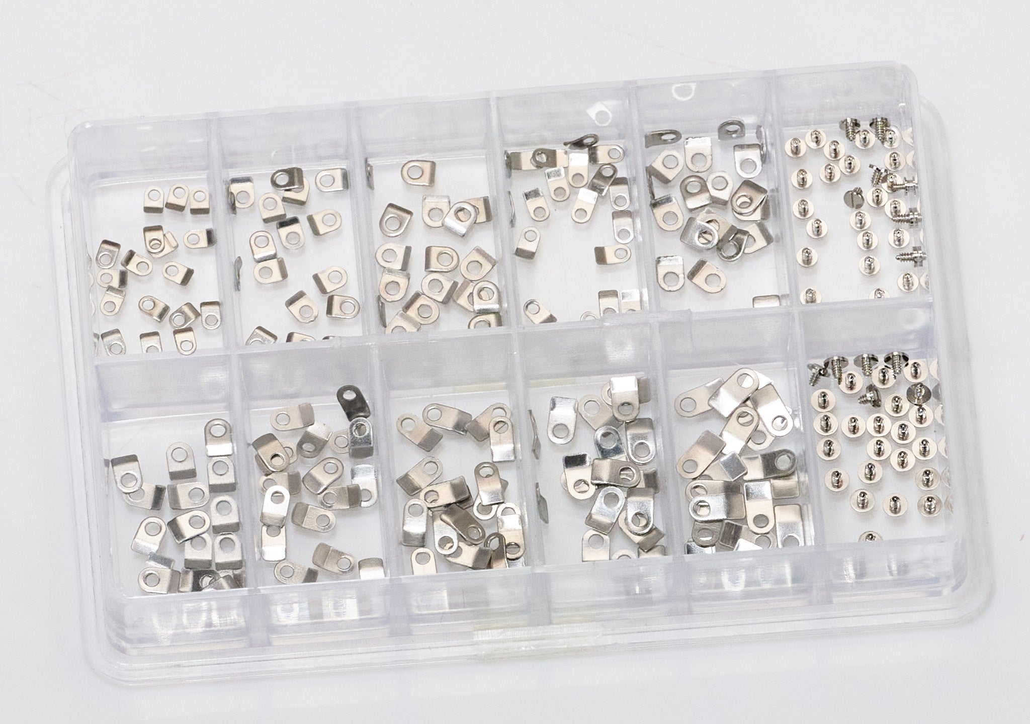 Watchmakers Watch Case Movement Support Clamps Tabs & Screws Steel Parts Set