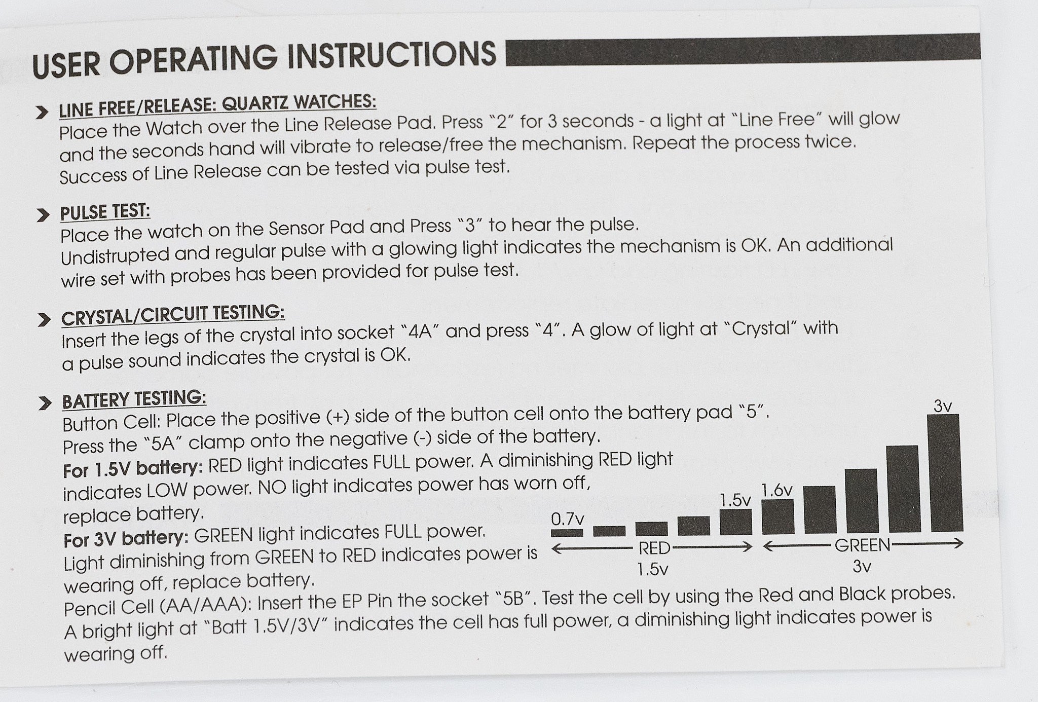 Quartz Watch Tester line Free release cell test circuit pulse watchmakers tool