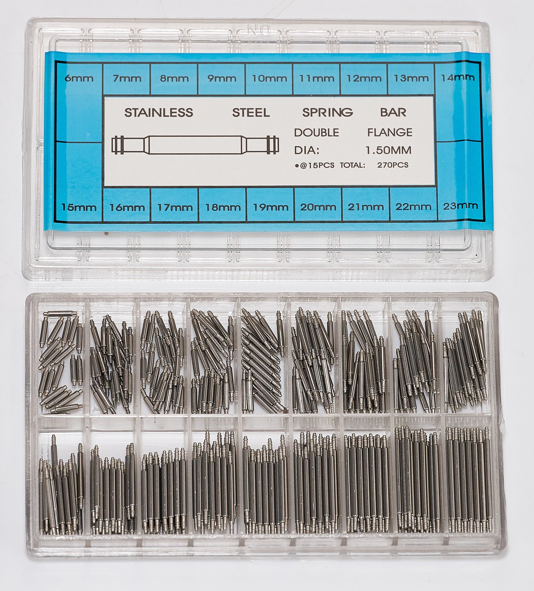 270x Watch Spring Bars Double Flange Set Kit Diameter 1.5mm Length 6mm-23mm New