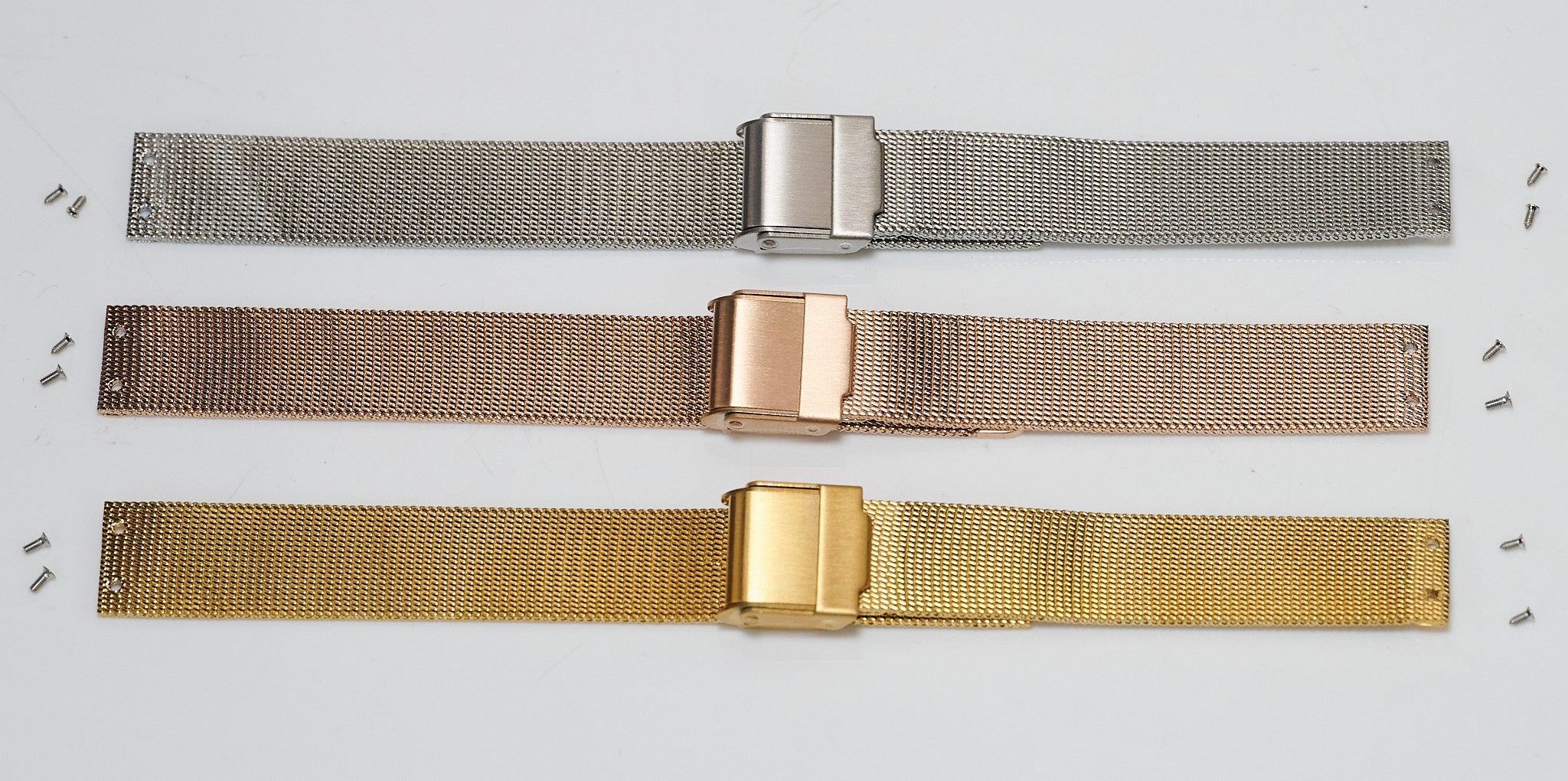 14mm Steel Fine Mesh Watch Bracelet For Skagen Screw On Replacement Gold & Rose