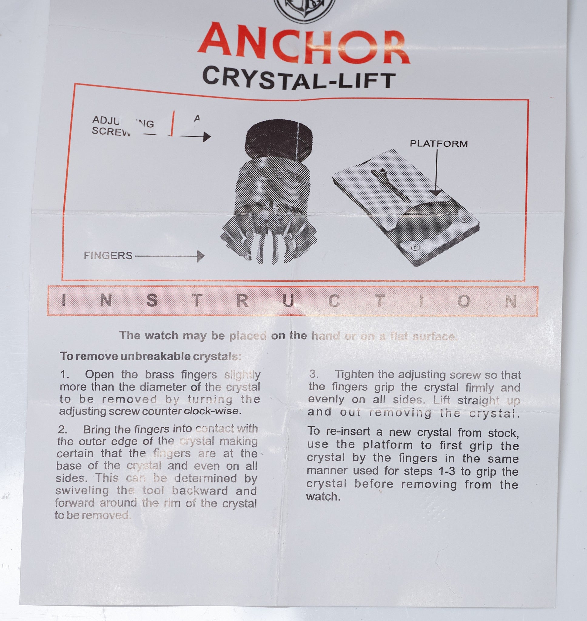 PRO Crystal Lift, REMOVE FIT WATCH GLASSES Plastic Repair Watchmakers Glass Tool