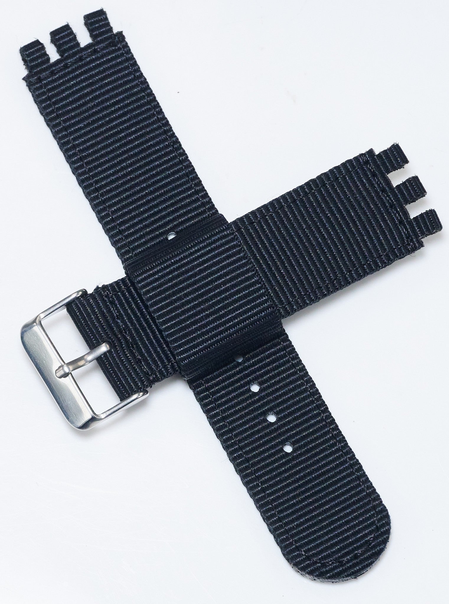 Tough Black Nylon Canvas Watch Strap Replacement For Swatch Band 17mm 19mm 20mm