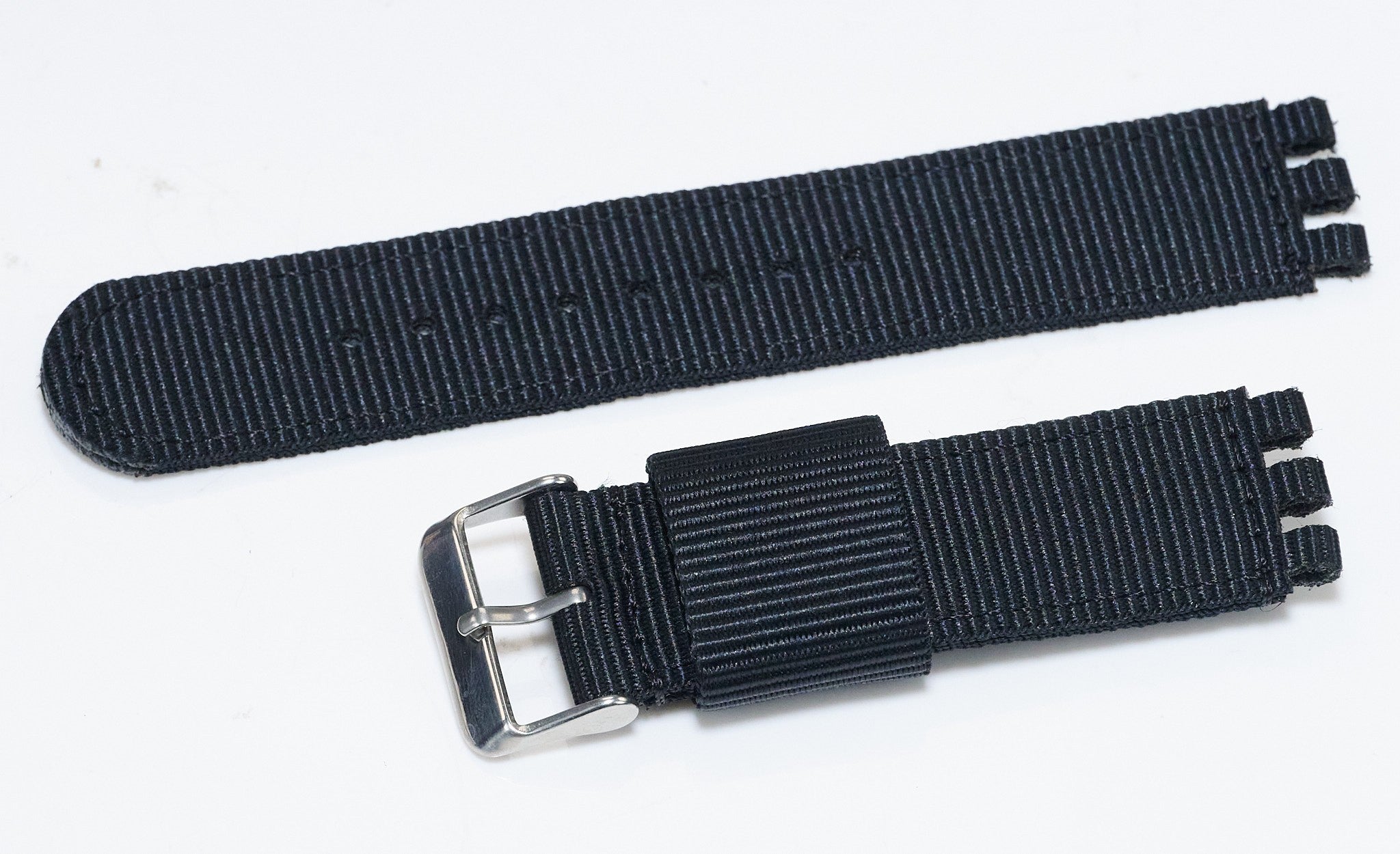 Tough Black Nylon Canvas Watch Strap Replacement For Swatch Band 17mm 19mm 20mm