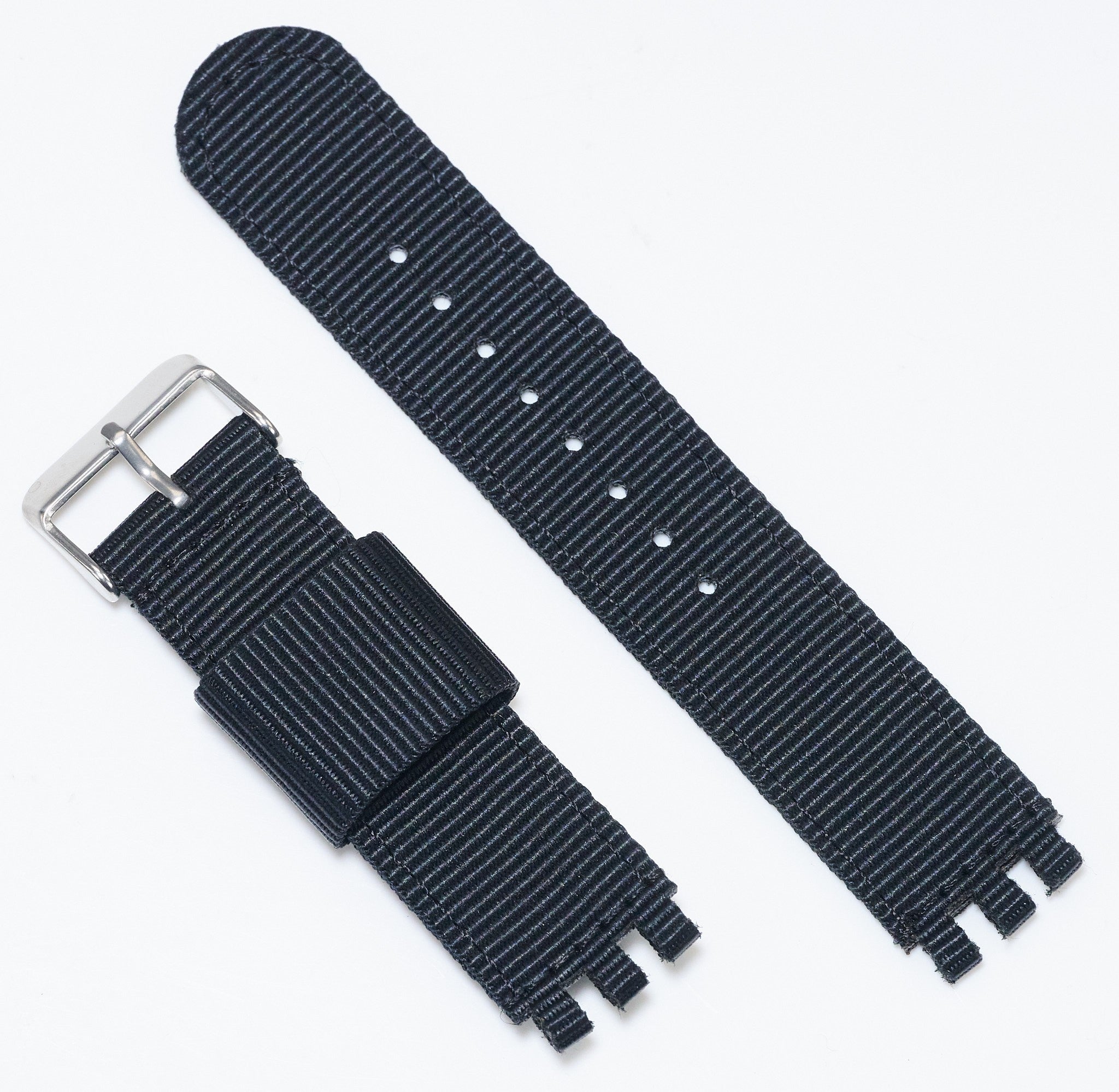 Tough Black Nylon Canvas Watch Strap Replacement For Swatch Band 17mm 19mm 20mm