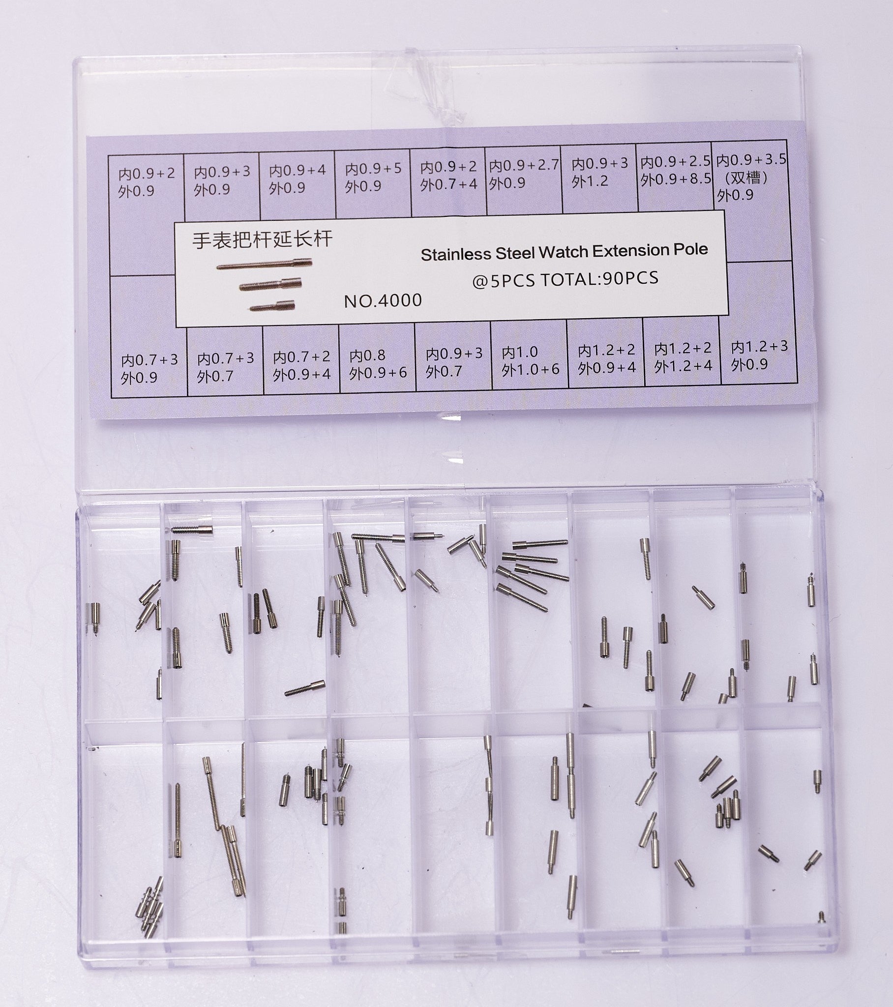 90x Watch Stem Extenders 18 SIZES Repair Broken Stems Extension Tap 9 Threads