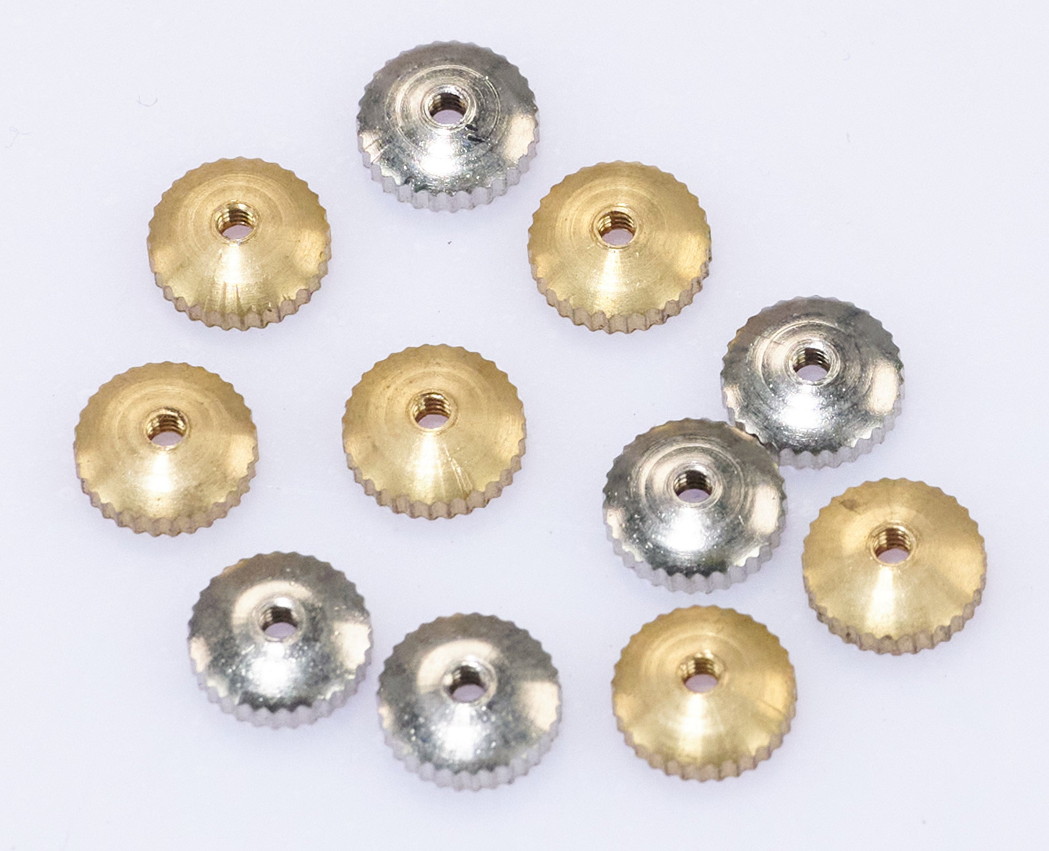 Clock hand NUTS x12 gold & silver coloured clockmakers parts repairs mixed new