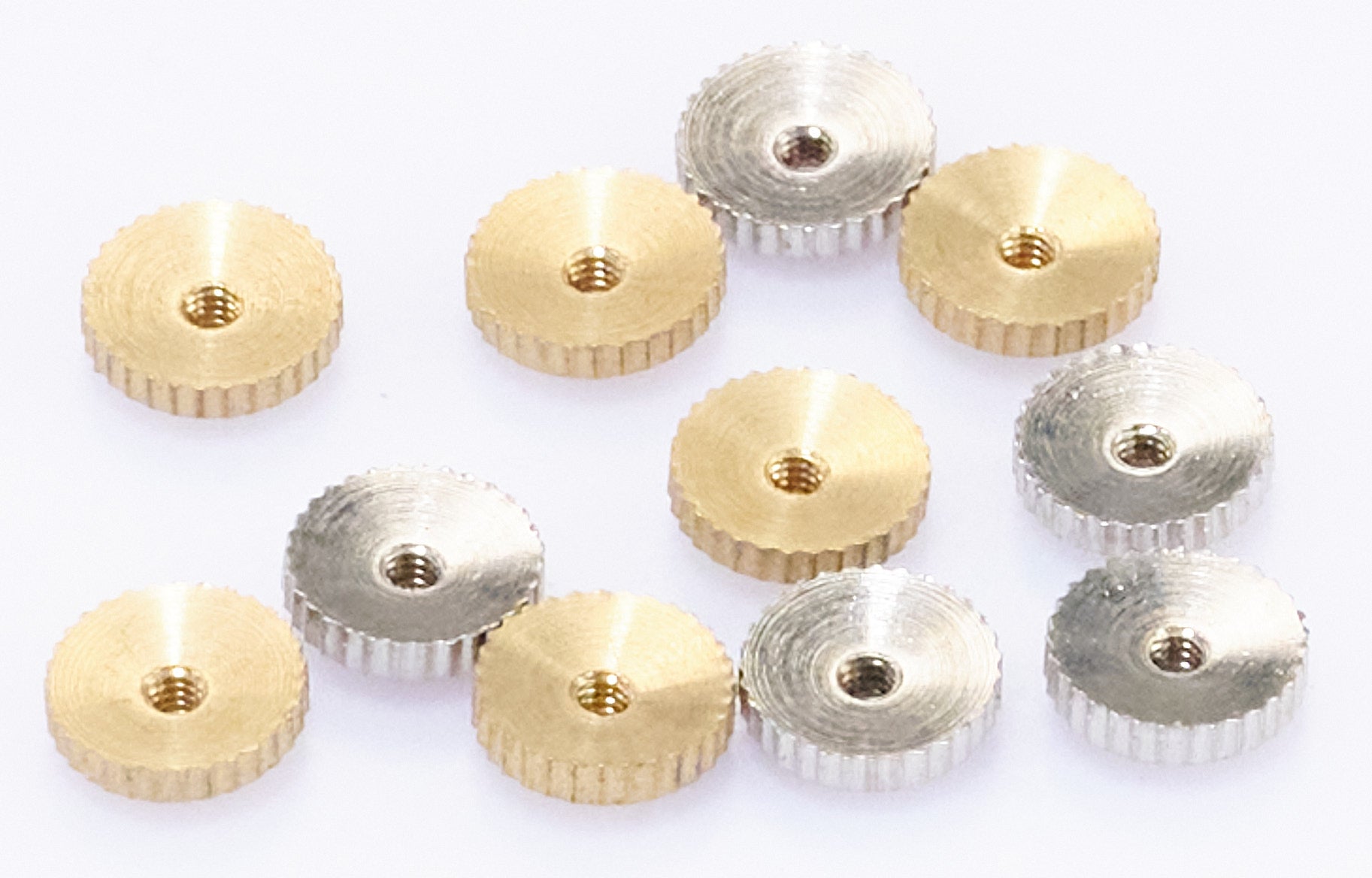 Clock hand NUTS x12 gold & silver coloured clockmakers parts repairs mixed new