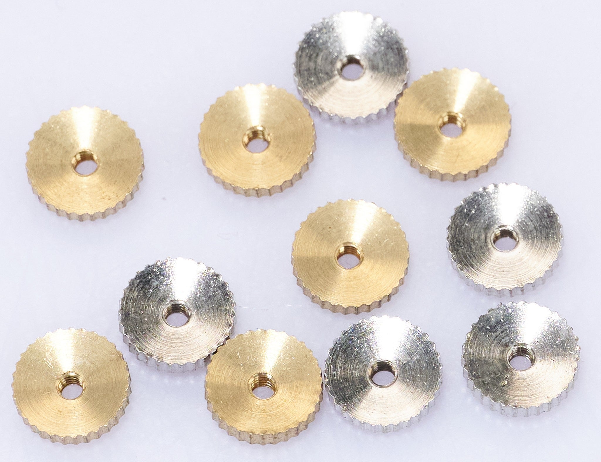 Clock hand NUTS x12 gold & silver coloured clockmakers parts repairs mixed new