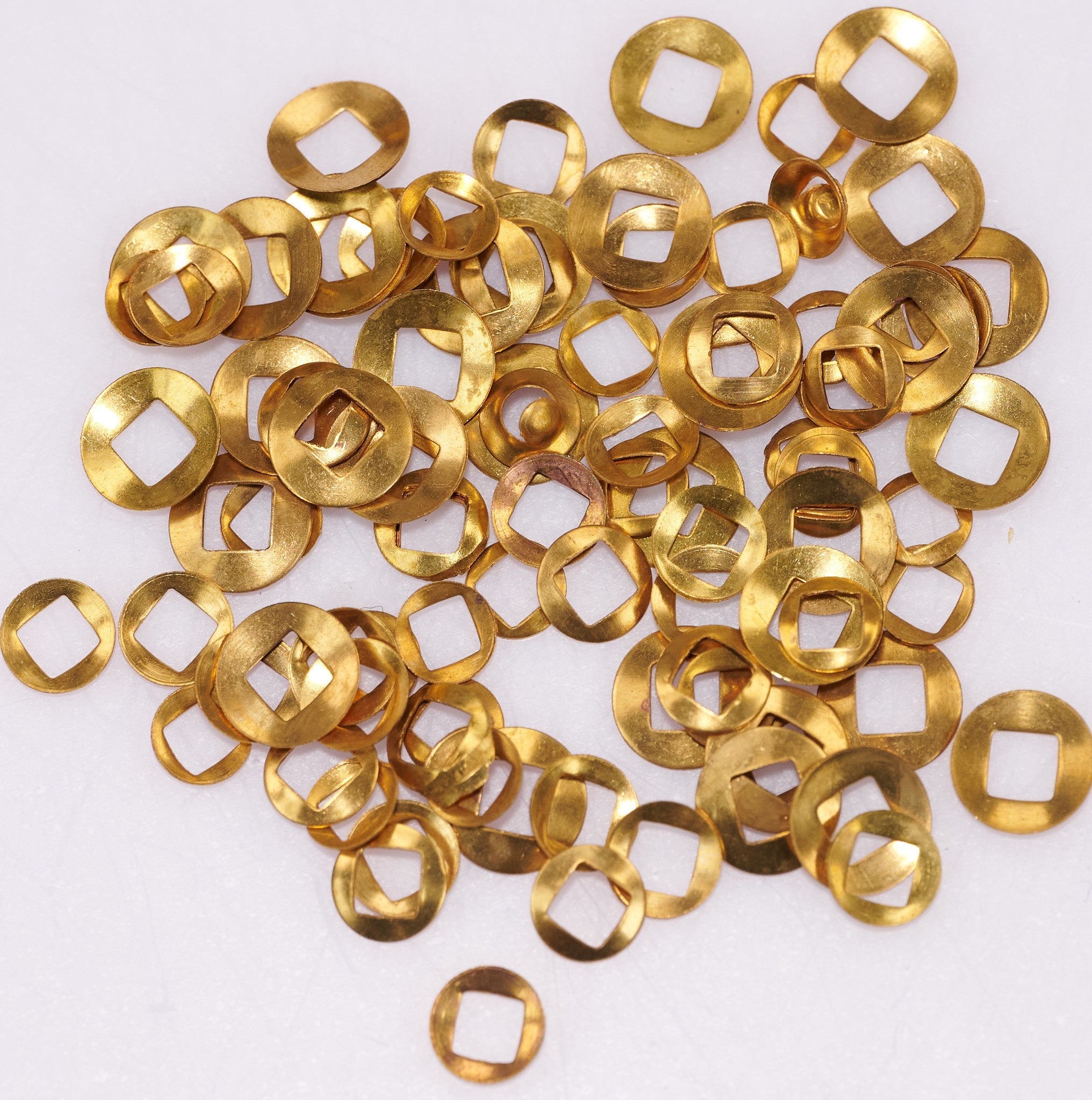 100 Brass Washers Wall Clocks Square Hole Clockmakers Movements Parts Repairs