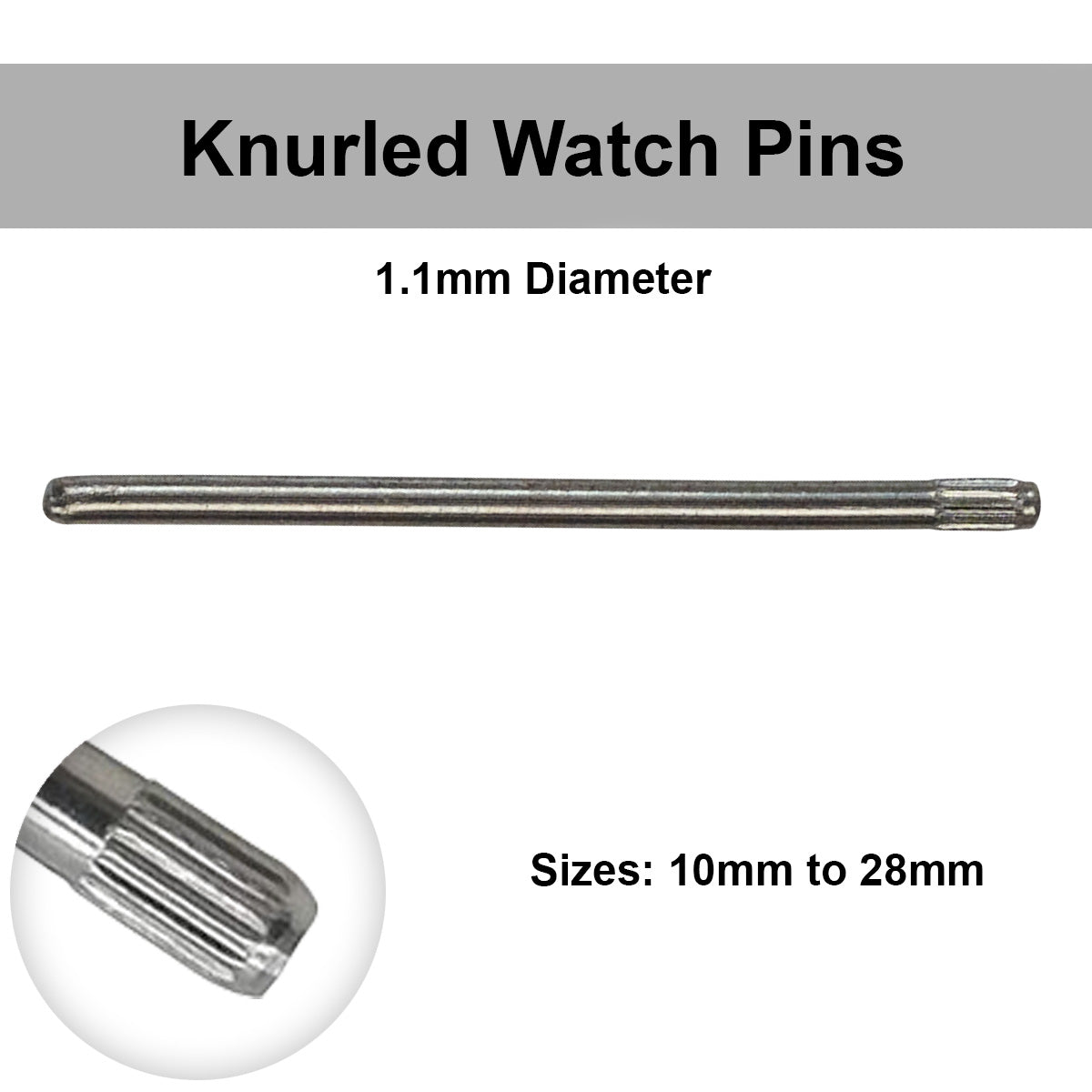2x Steel Knurled Link Bracelet Pins Straps Band Adjust Remove Repair 1.1mm 10-28
