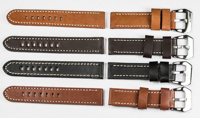 QUALITY THICK Genuine leather watch strap , brown black tan 18mm 20mm 22mm 24mm