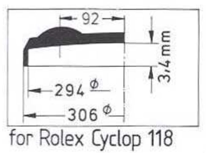 Watch Acrylic Crystal Glass For ROLEX 306mm 1600 1601 1603 16030 1610 Cyclops