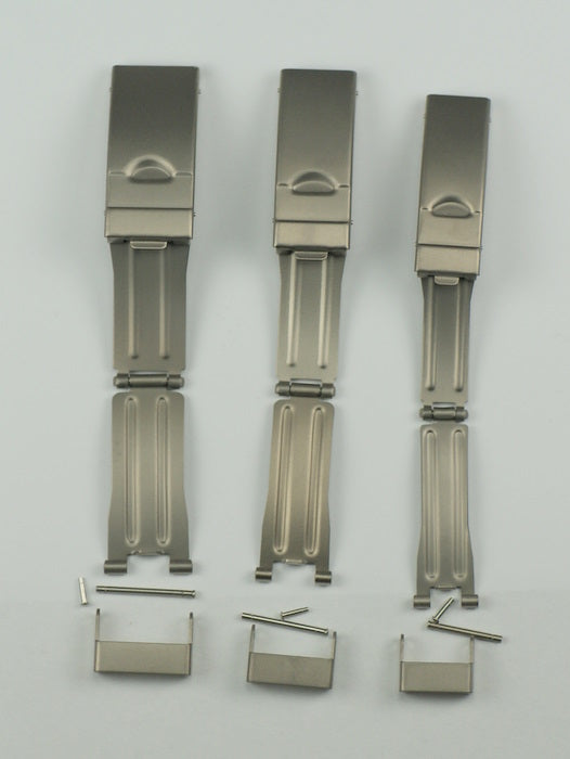 Ladies TITANIUM BUCKLE SAFETY CLASP metal band 10mm 12mm 14mm strap bracelet NEW