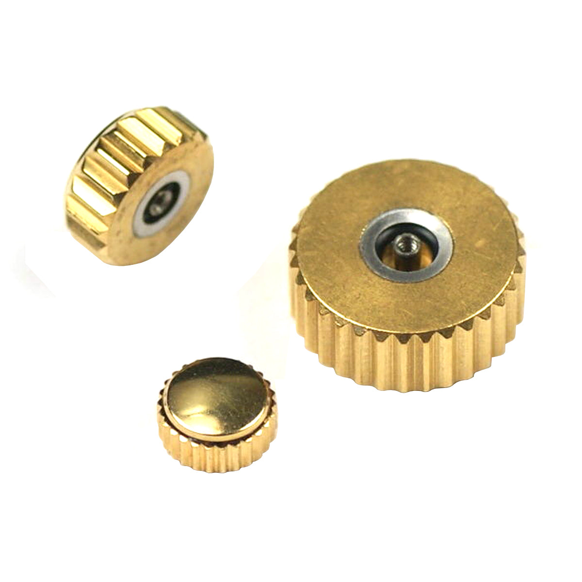 Large gold watch crowns replacement Various crown sizes watchmakers repairs