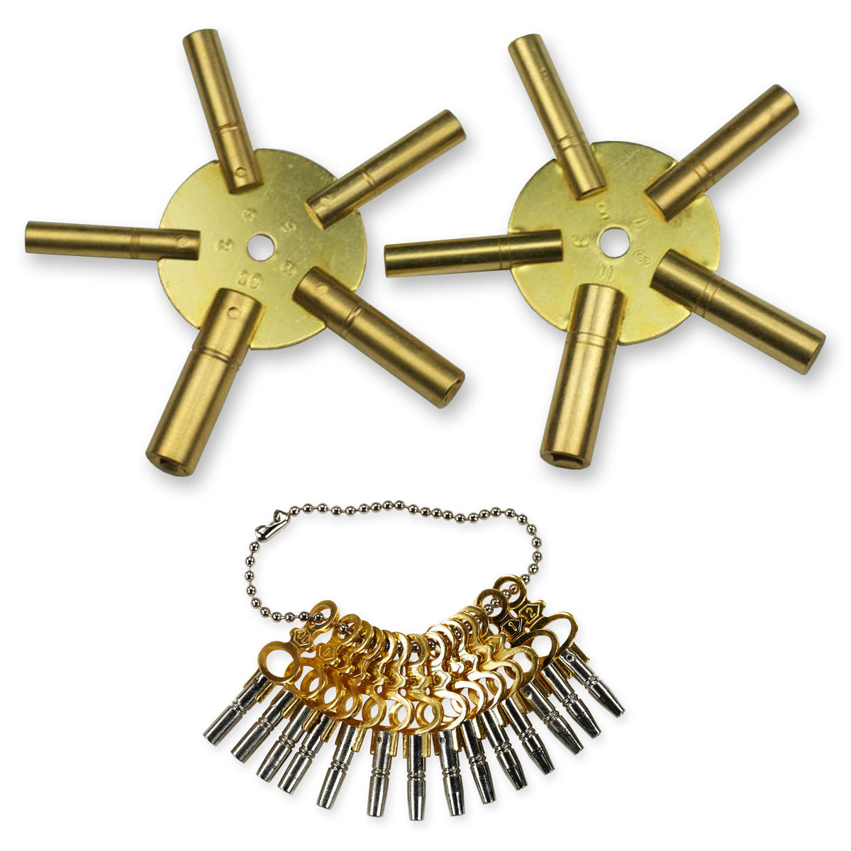 Set Clock & Pocket Watch Winding Keys Brass Spider All Sizes Key Wind Old Clocks