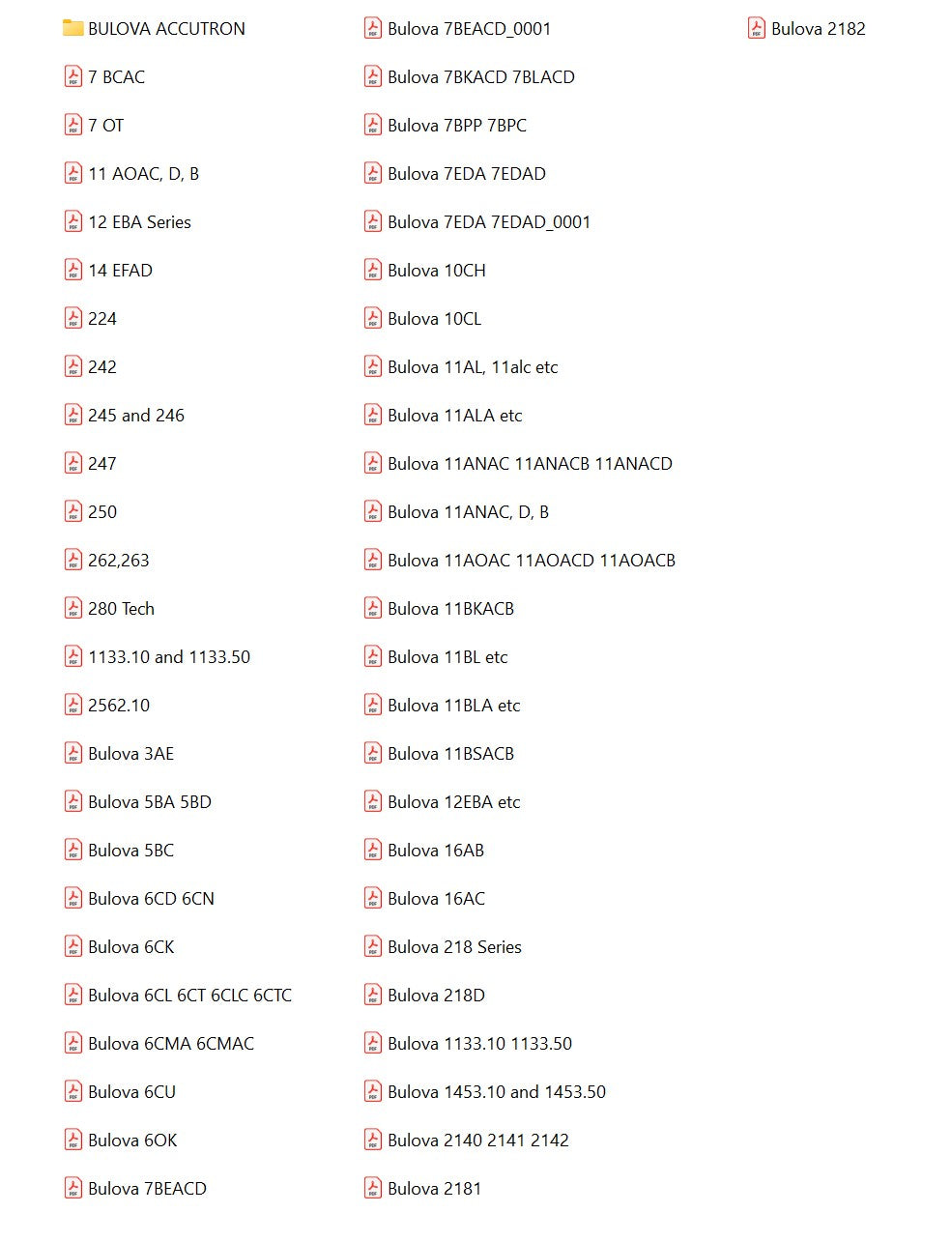 Bulova Vintage Watch Movement PART SHEETS Repairs Data PDF Files Accutron