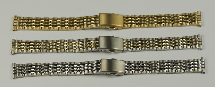 Watch bracelet strap push type buckle 12mm 14mm 16mm gold silver 2 tone repairs