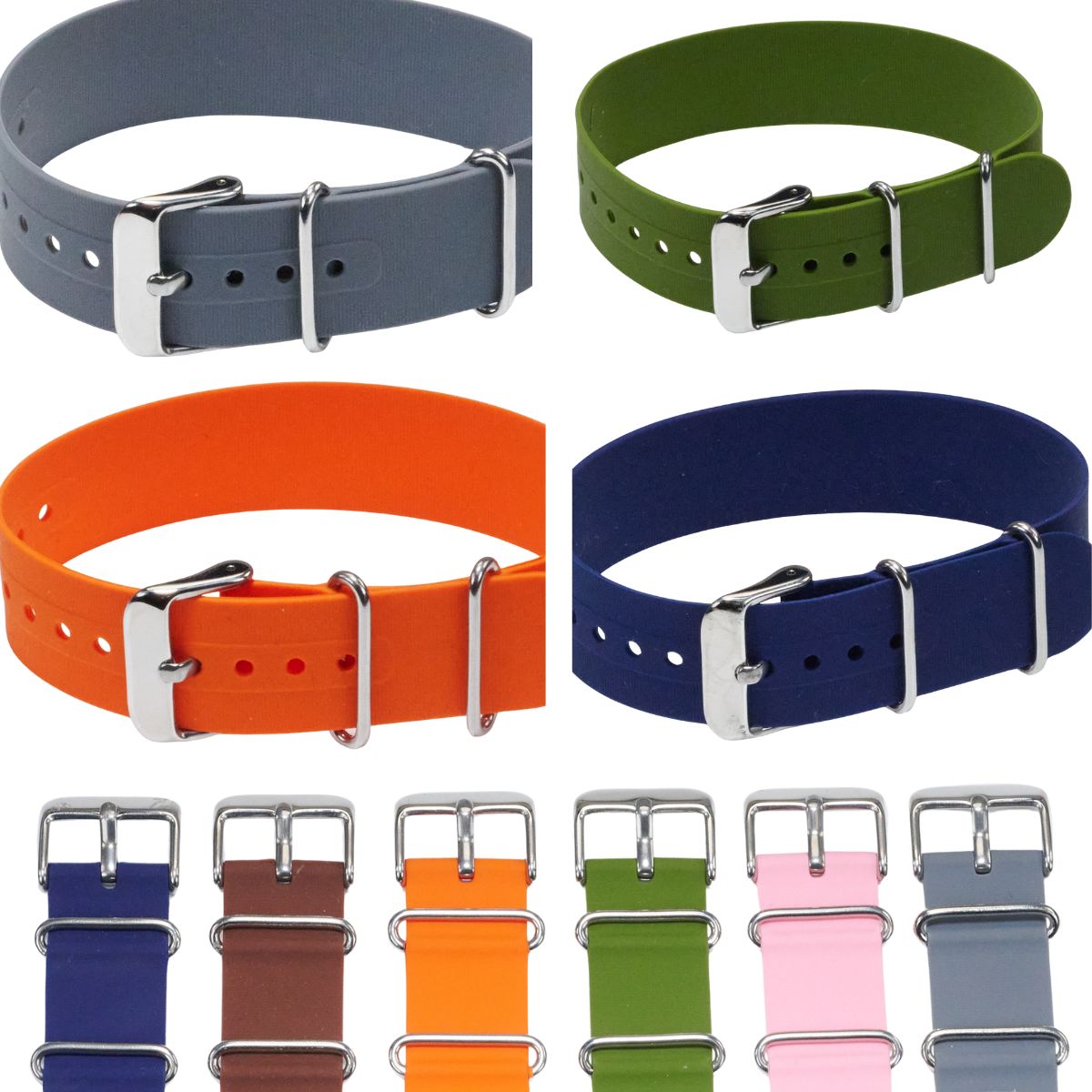 Military One Piece Silicone Rubber Watch Strap Band Stretchy Comfortable Divers