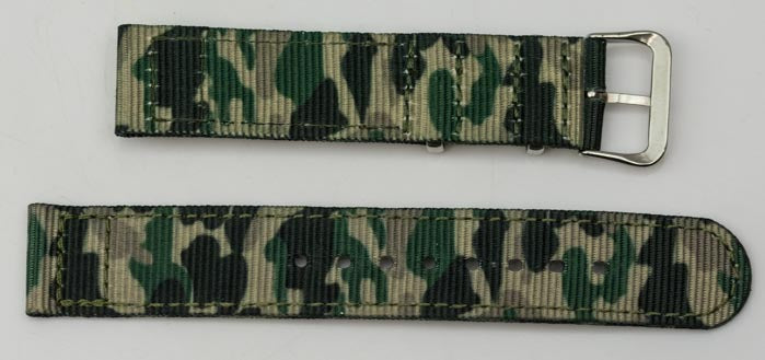 TOUGH 20mm Watch strap army style nylon canvas band camouflage military green