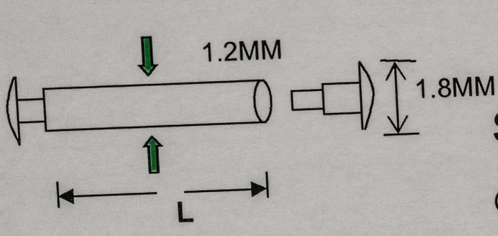 BIG HEAD Friction tube pin pins clasps straps bracelets rivet end 10mm - 24mm