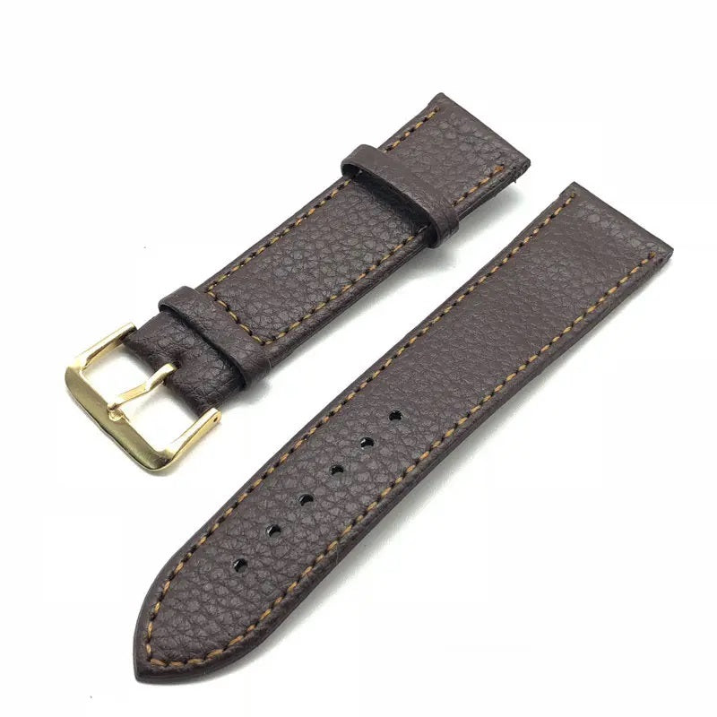 Mens Leather Watch Strap Band Black Brown Buffalo Grain 16mm-22mm Replacement