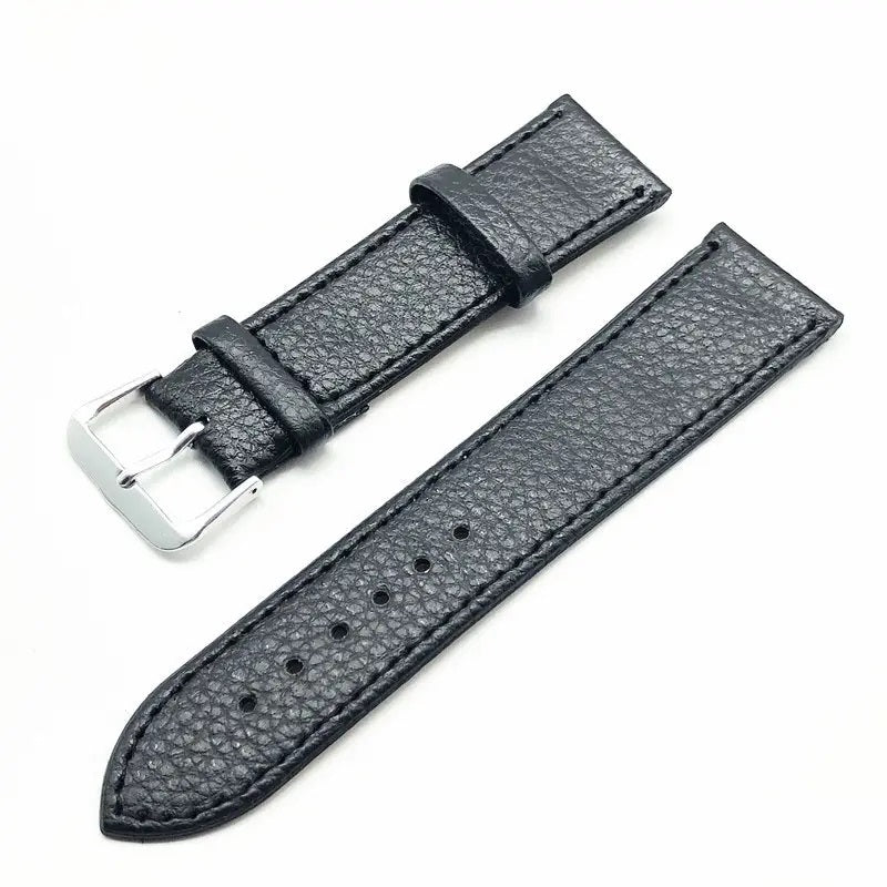 Mens Leather Watch Strap Band Black Brown Buffalo Grain 16mm-22mm Replacement