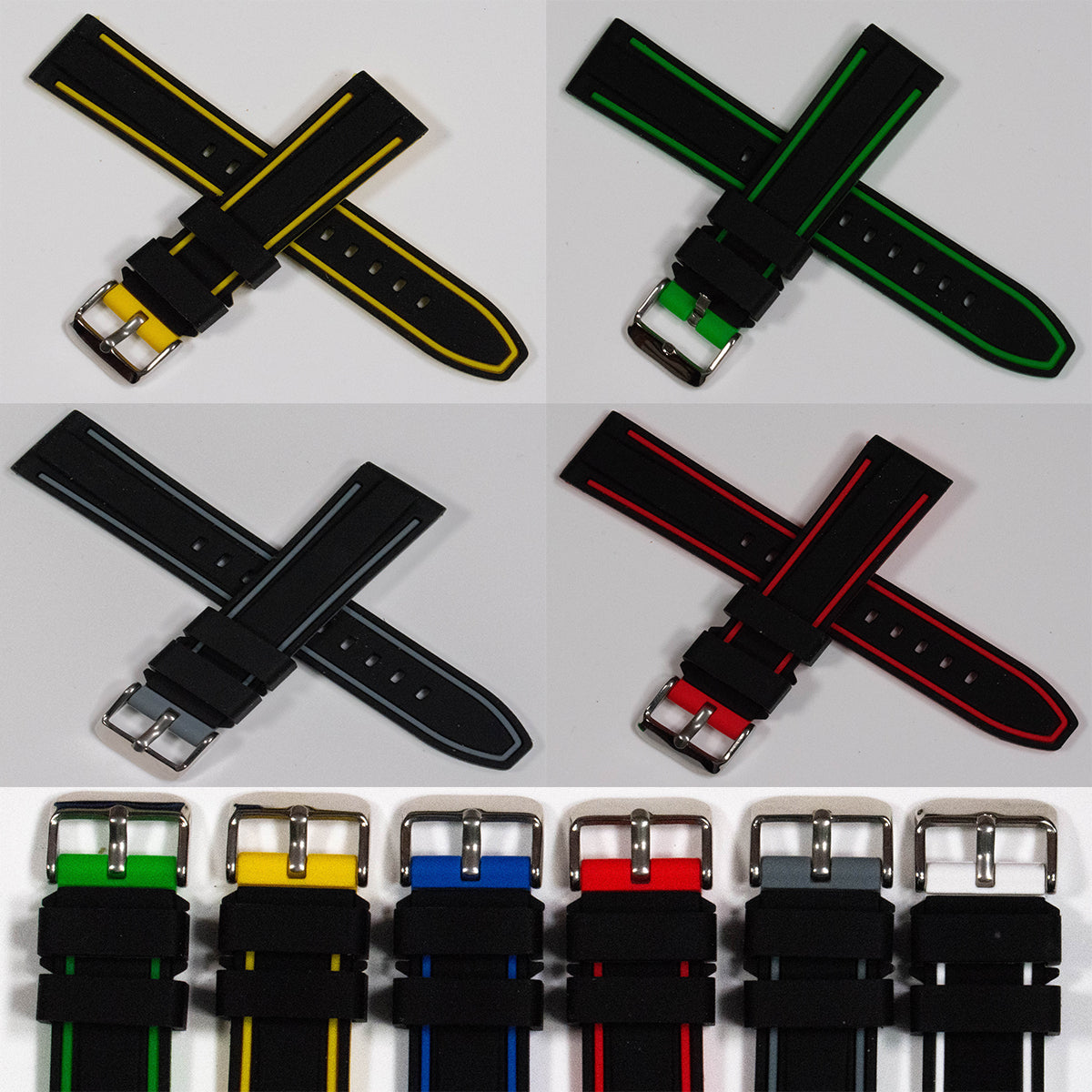 Divers Silicone Rubber Olympic Sports Watch Strap Polyurethane 20mm - 24mm New