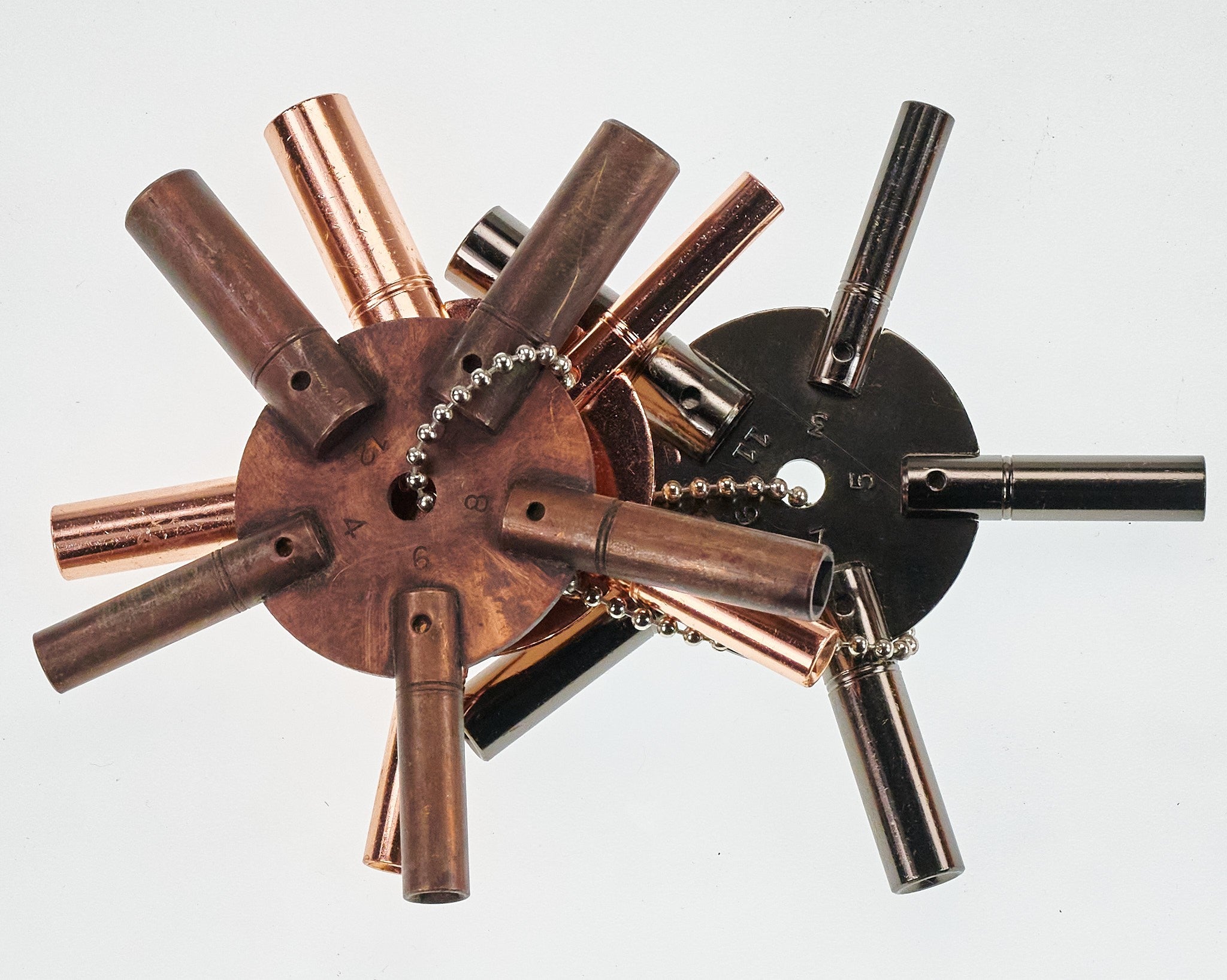 Set 3x Clock Winding Keys Spider All Sizes Wind Old Clocks Winders Odds Evens