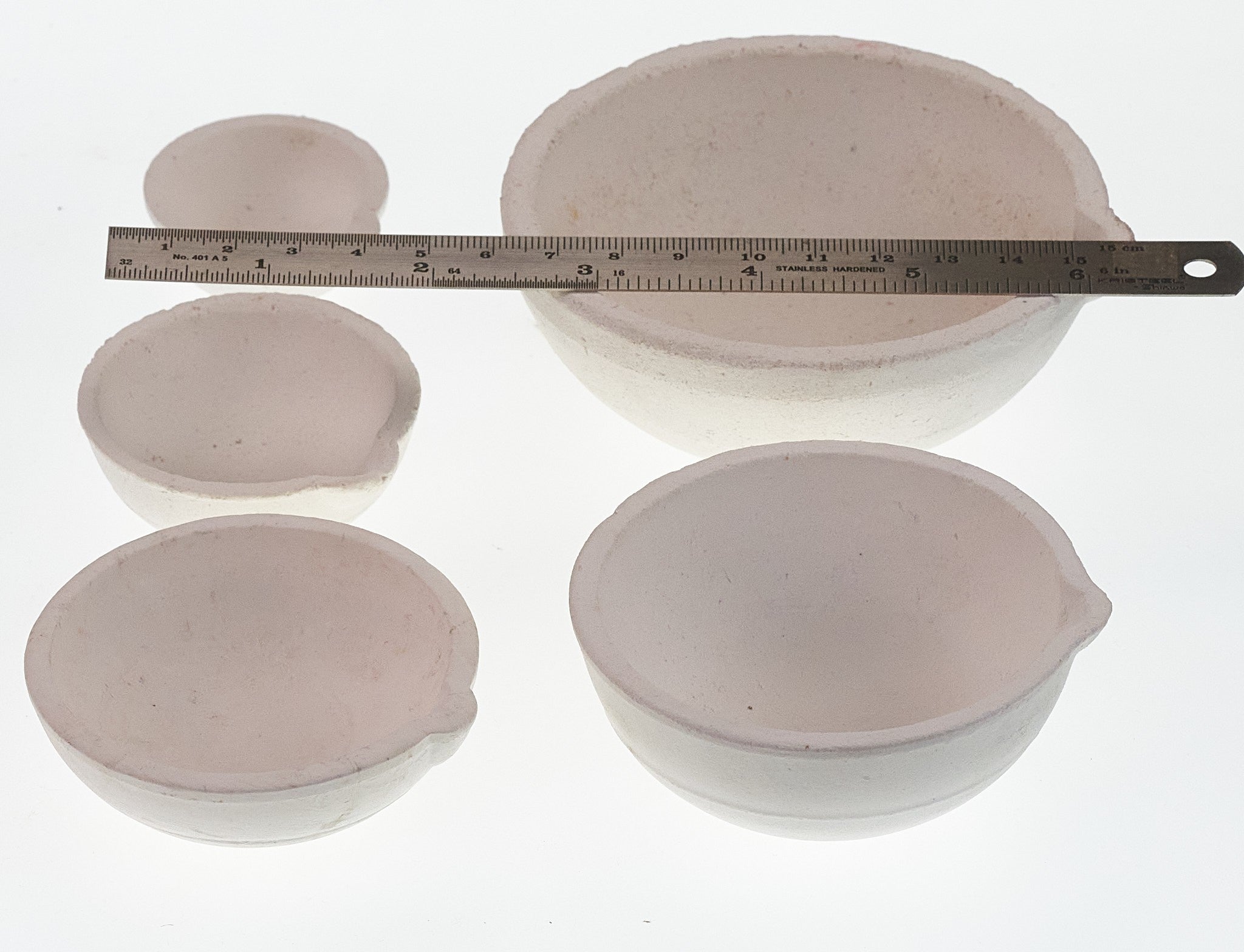 5X Set Ceramic Crucible Melting Dish Melt Casting Metal Gold Copper Silver Bowl