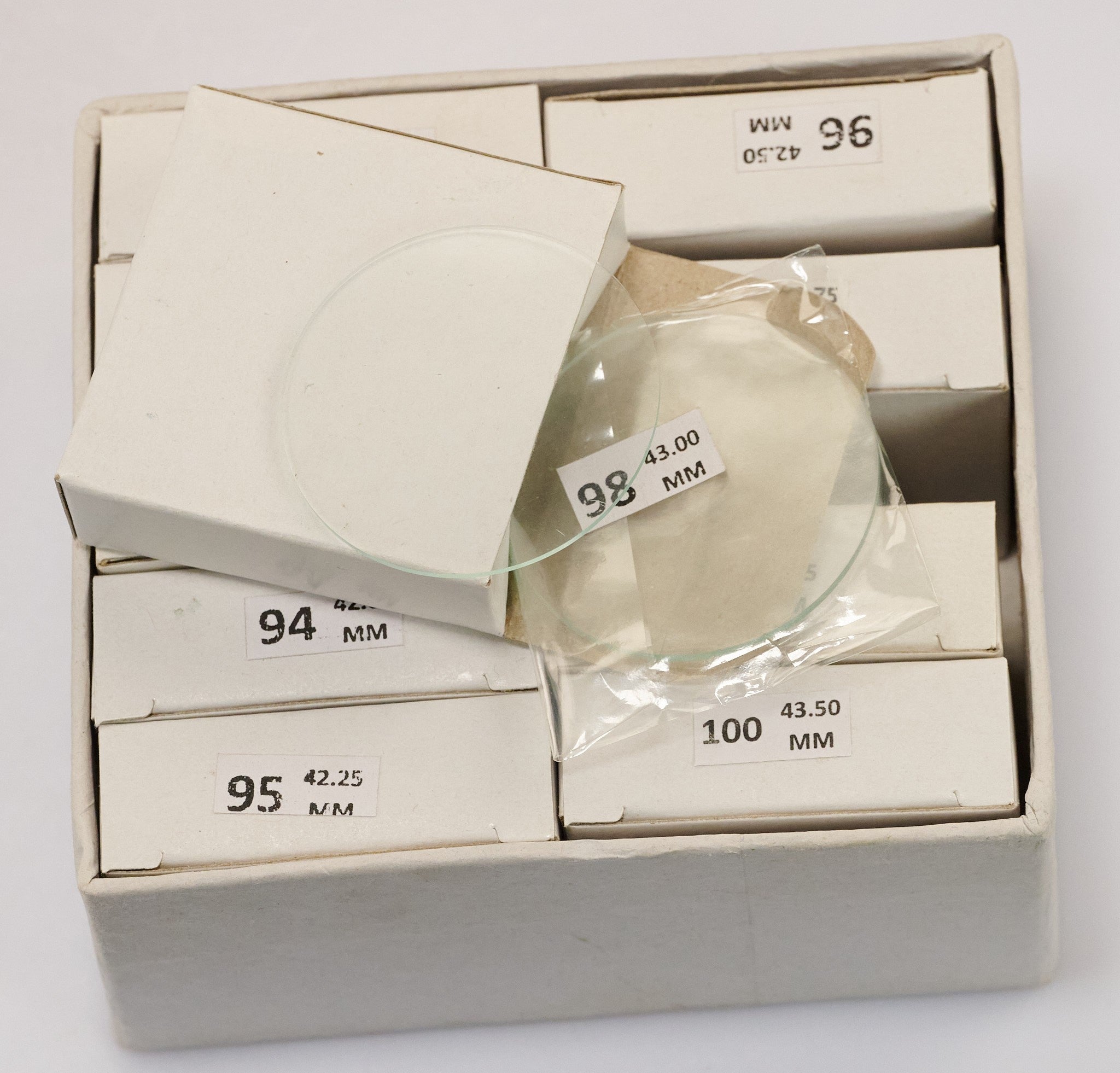 100x XL Extra Large Flat Mineral Glass Watch Crystal 41.25mm - 43.5mm Jumbo Set