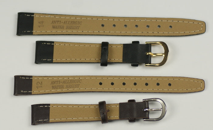 Mens watch strap padded striped dark brown black 12mm -22mm water resist band