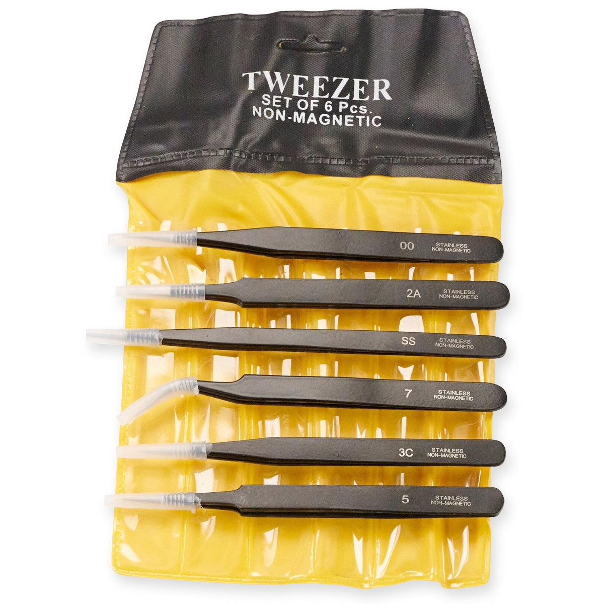 6x Tweezers Black Epoxy Coated Jewellery & Watch Repair Non Magnetic Steel Tools