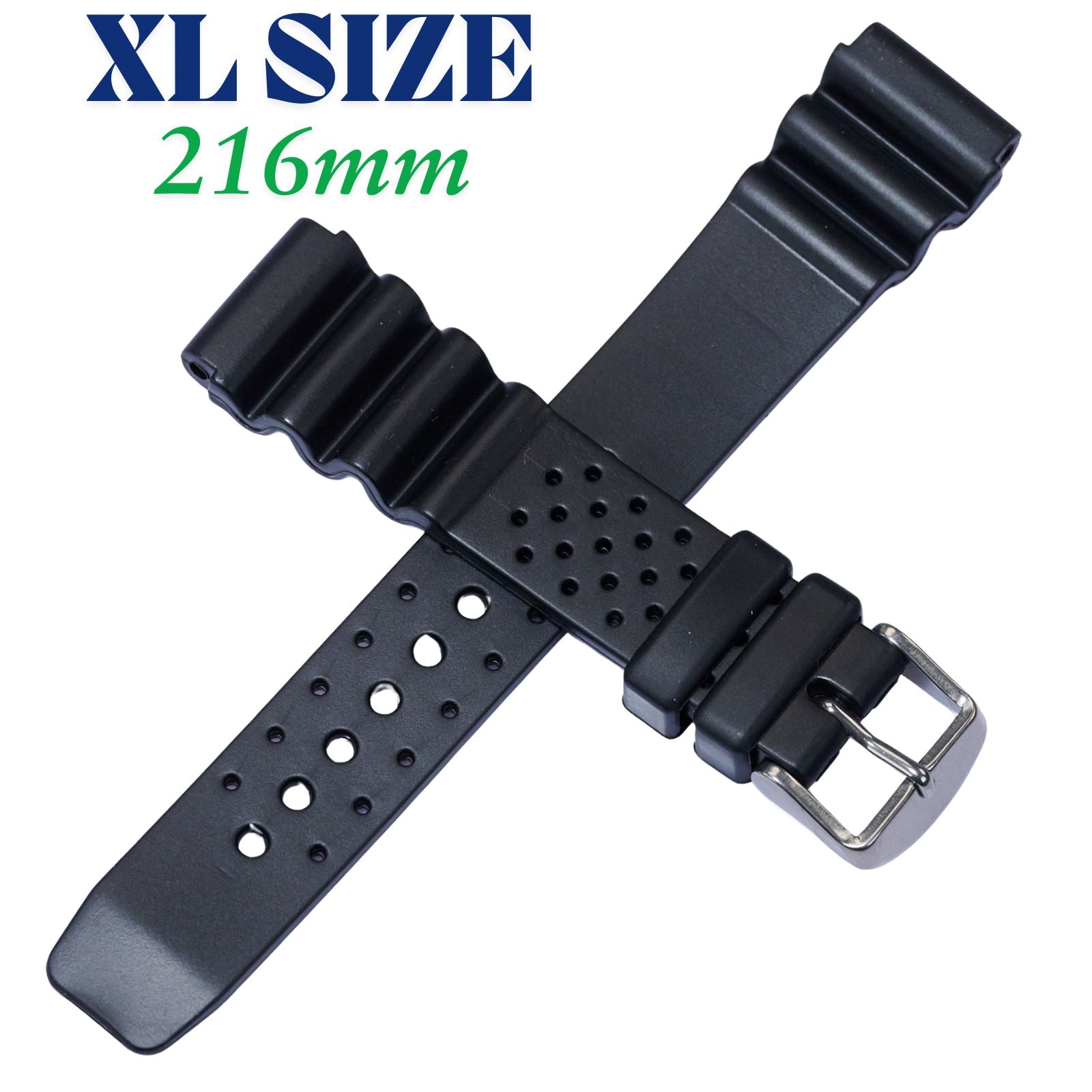 XL Extra Large Black Divers Scuba Diving Watch Strap For Seiko Rubber Dive Band