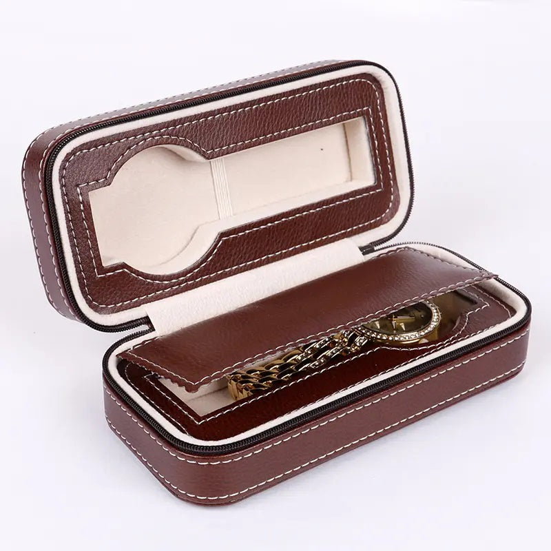 Watch Display Case Travel Box Holder PU Leather Storage Jewelry 2 4 8 Slot Grids