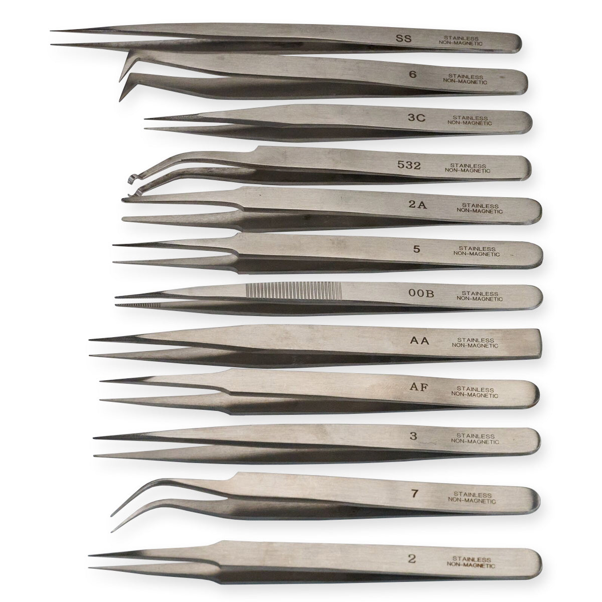 Set of 12 Tweezers Watchmaker & Jewellers Watch Repair Non Magnetic Steel Tools