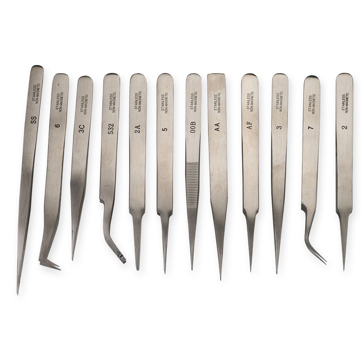 Set of 12 Tweezers Watchmaker & Jewellers Watch Repair Non Magnetic Steel Tools