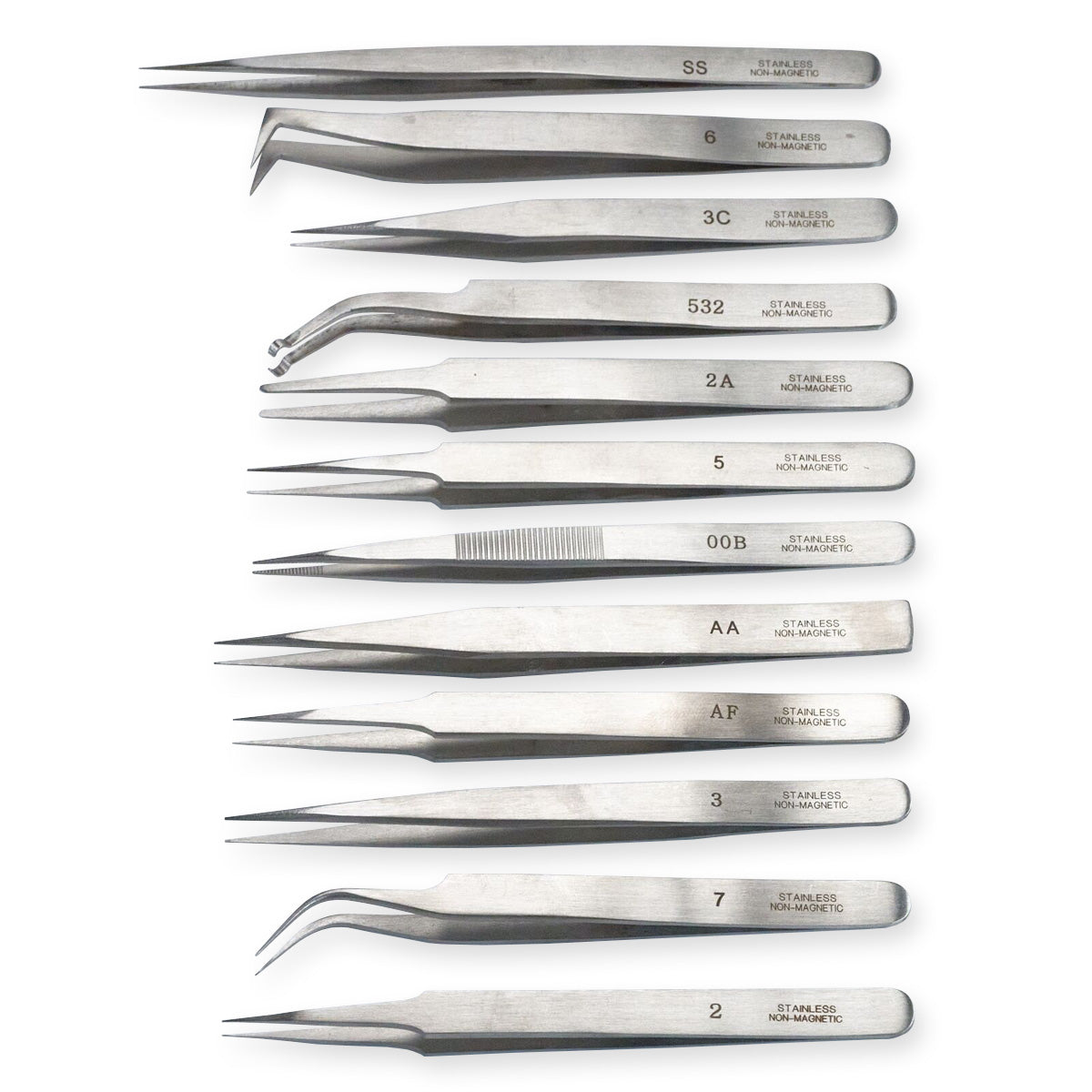 Set of 12 Tweezers Watchmaker & Jewellers Watch Repair Non Magnetic Steel Tools