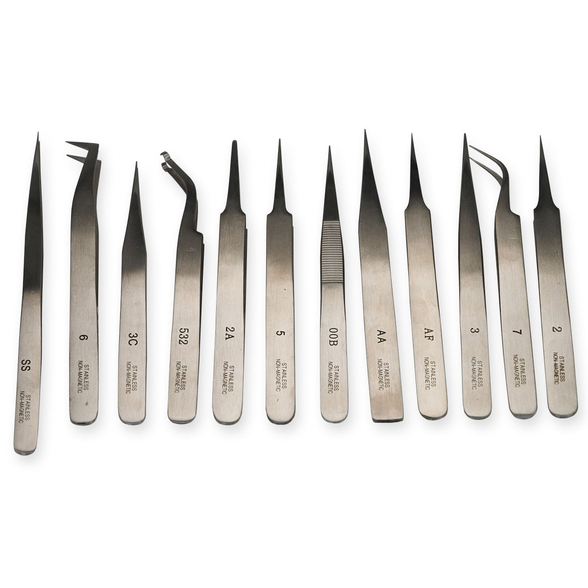 Set of 12 Tweezers Watchmaker & Jewellers Watch Repair Non Magnetic Steel Tools