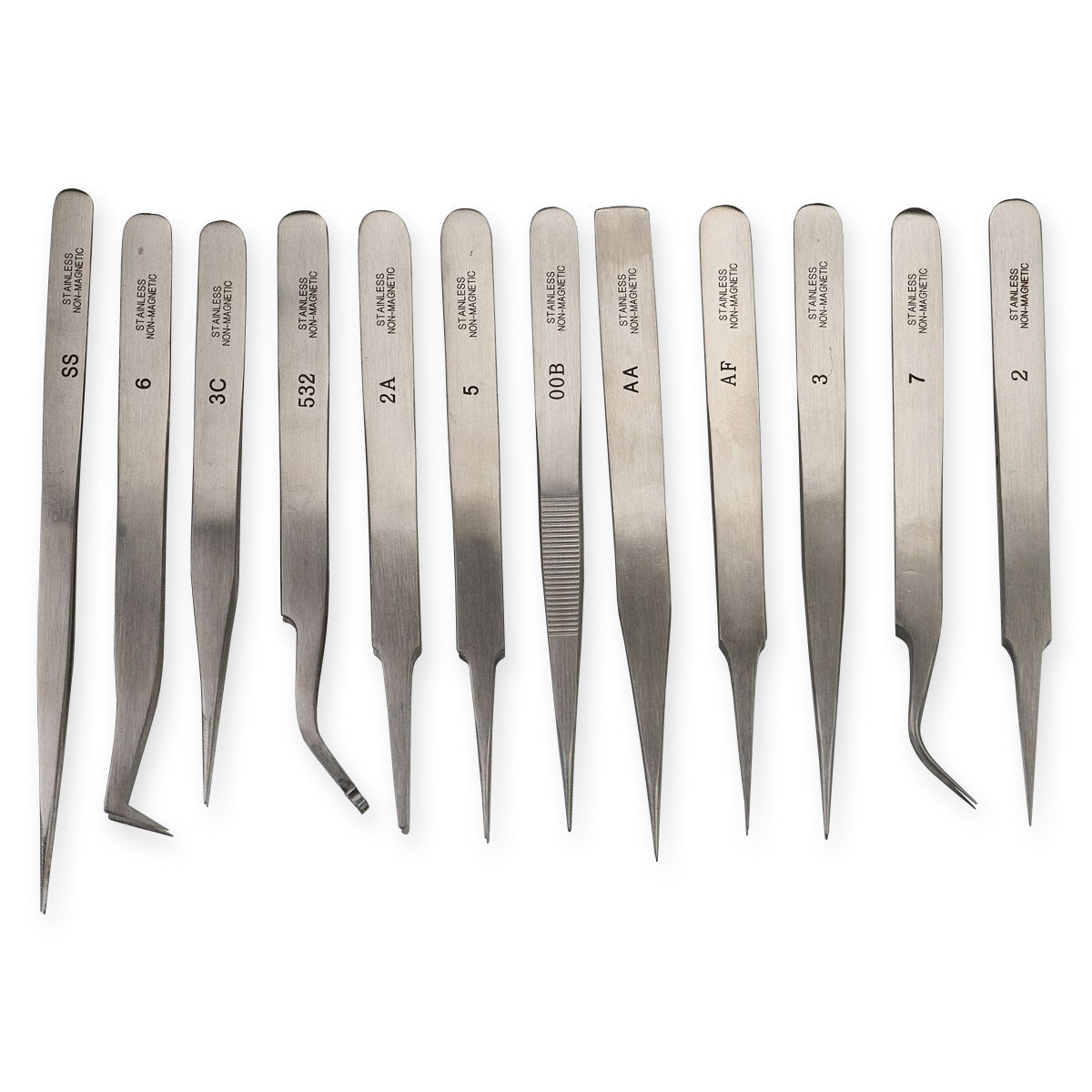 Set of 12 Tweezers Watchmaker & Jewellers Watch Repair Non Magnetic Steel Tools
